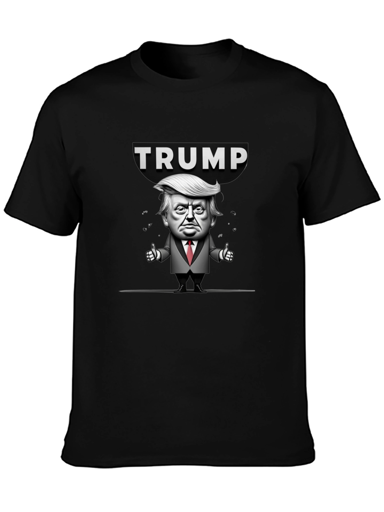 Trump Cartoon Graphic Black T-Shirt