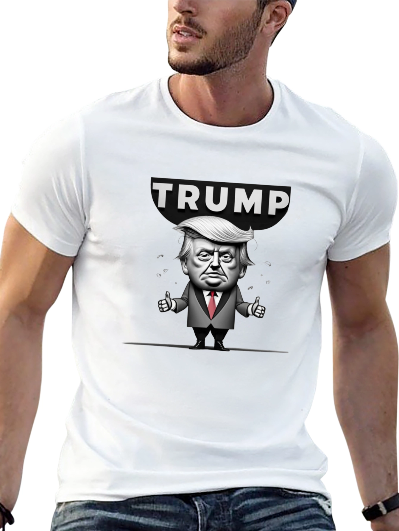 Trump Cartoon Graphic Black T-Shirt