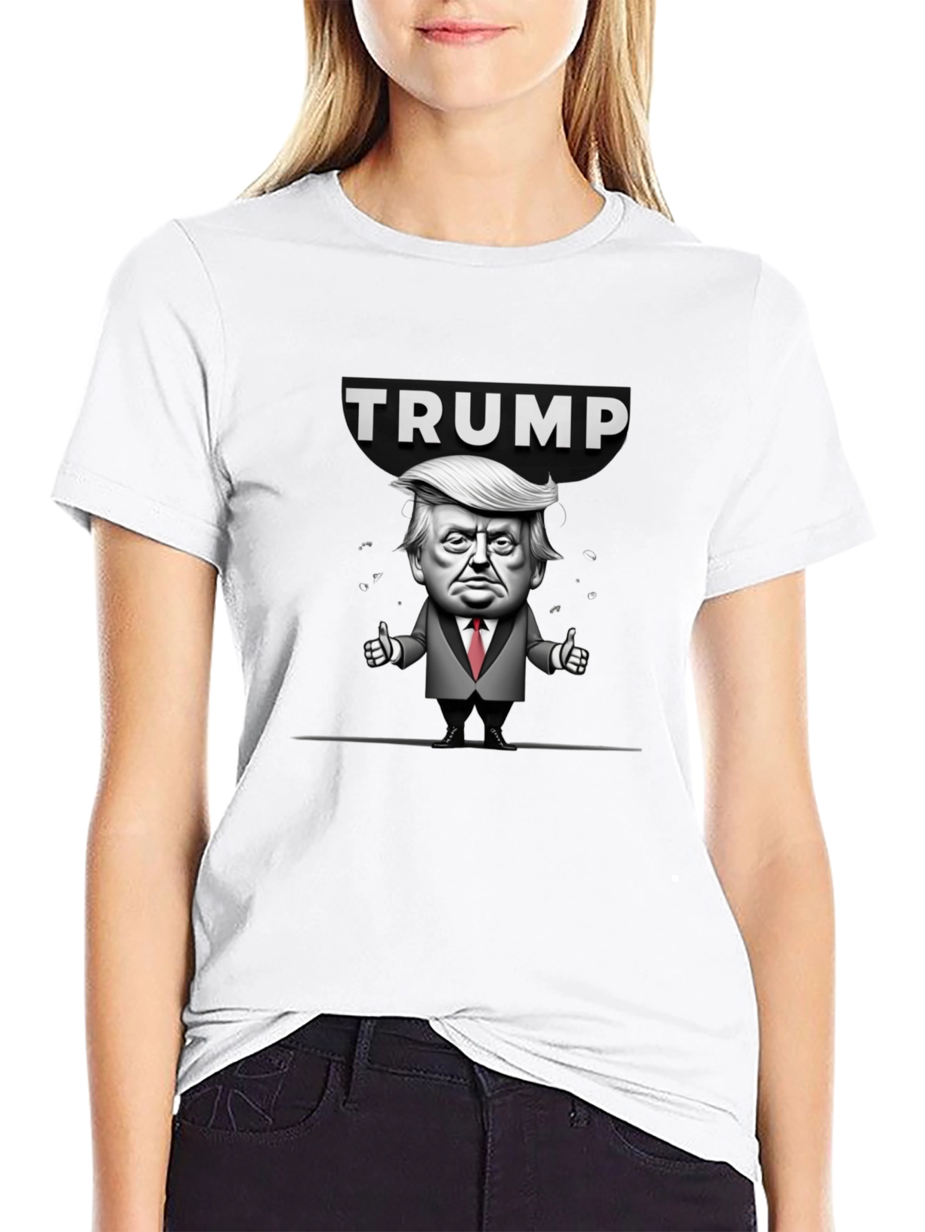 Trump Cartoon Graphic Black T-Shirt