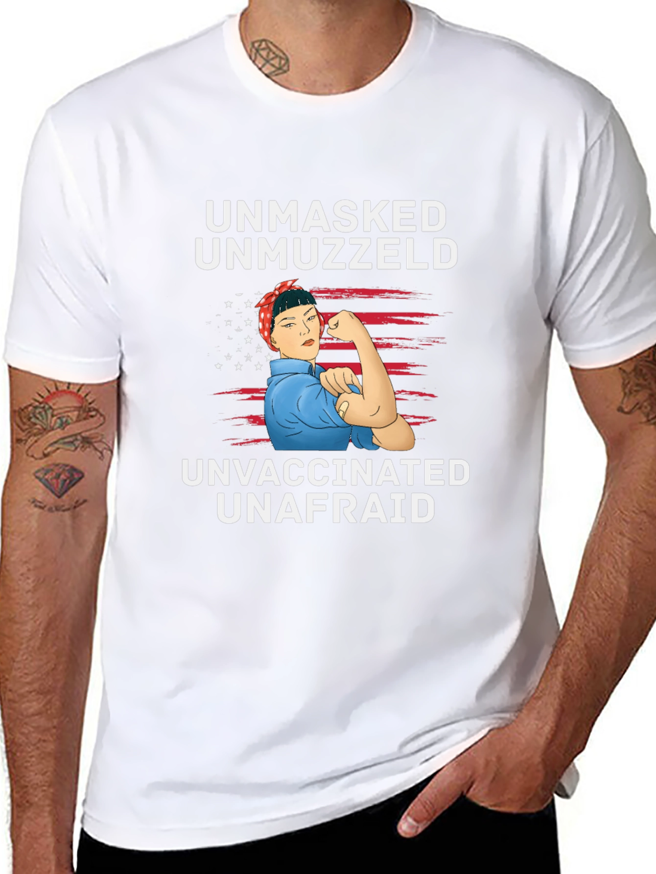 Unmasked Unmuzzled Rosy Riveter T-Shirt