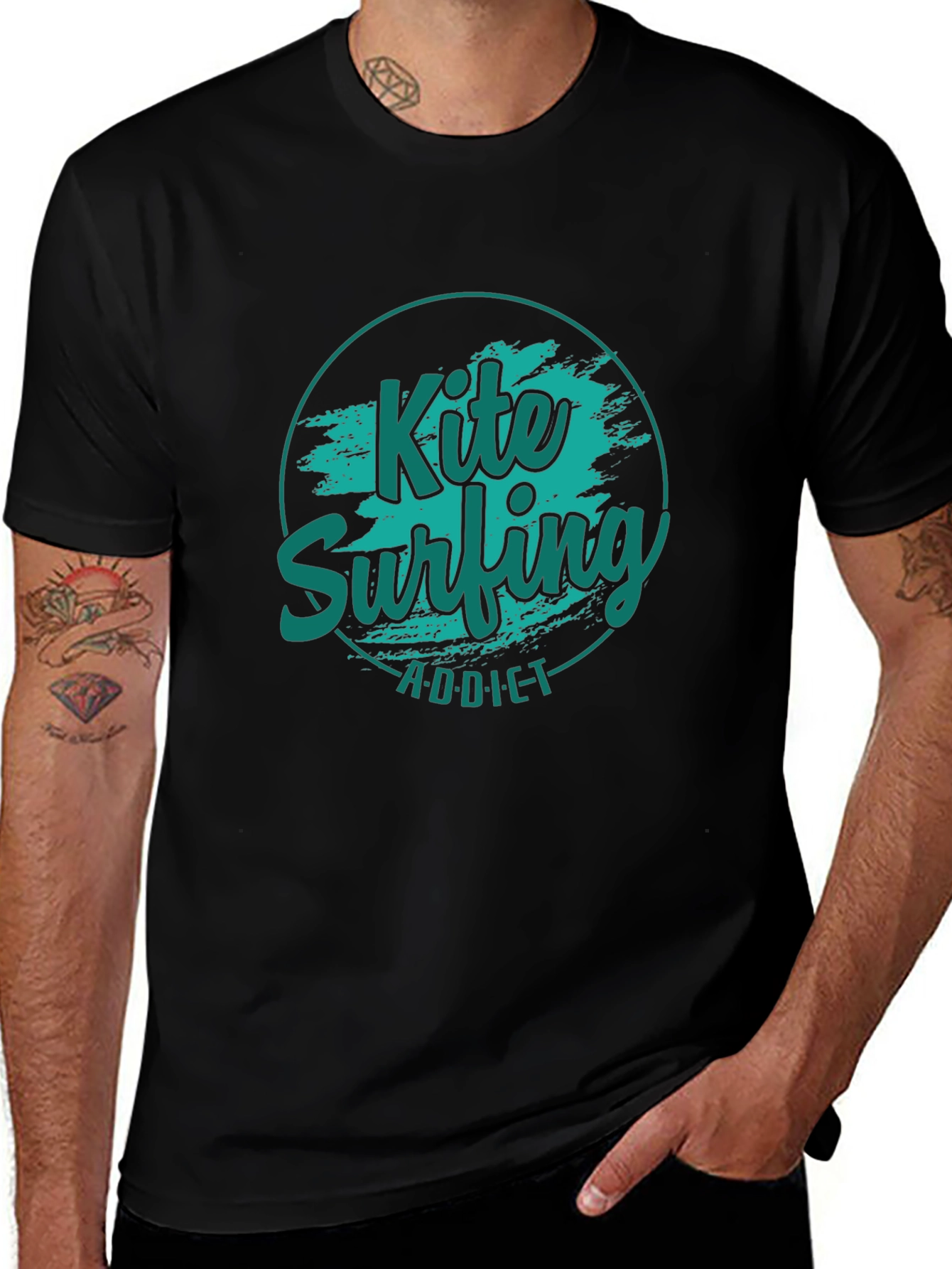 Kite Surfing Addict Black T-Shirt
