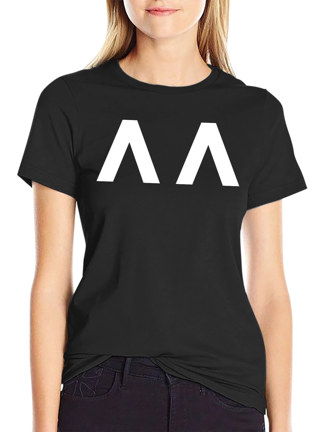 Modern Minimalist Black T-Shirt with White Design