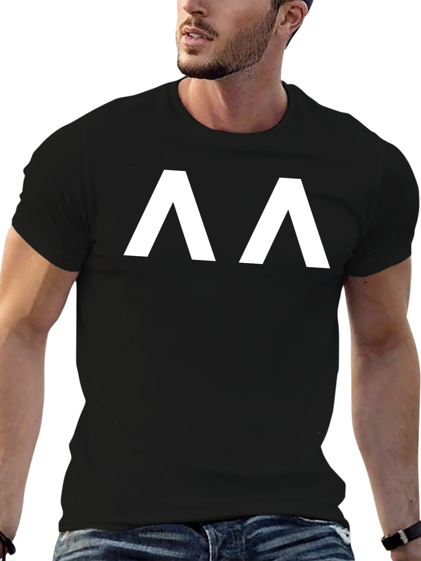 Modern Minimalist Black T-Shirt with White Design