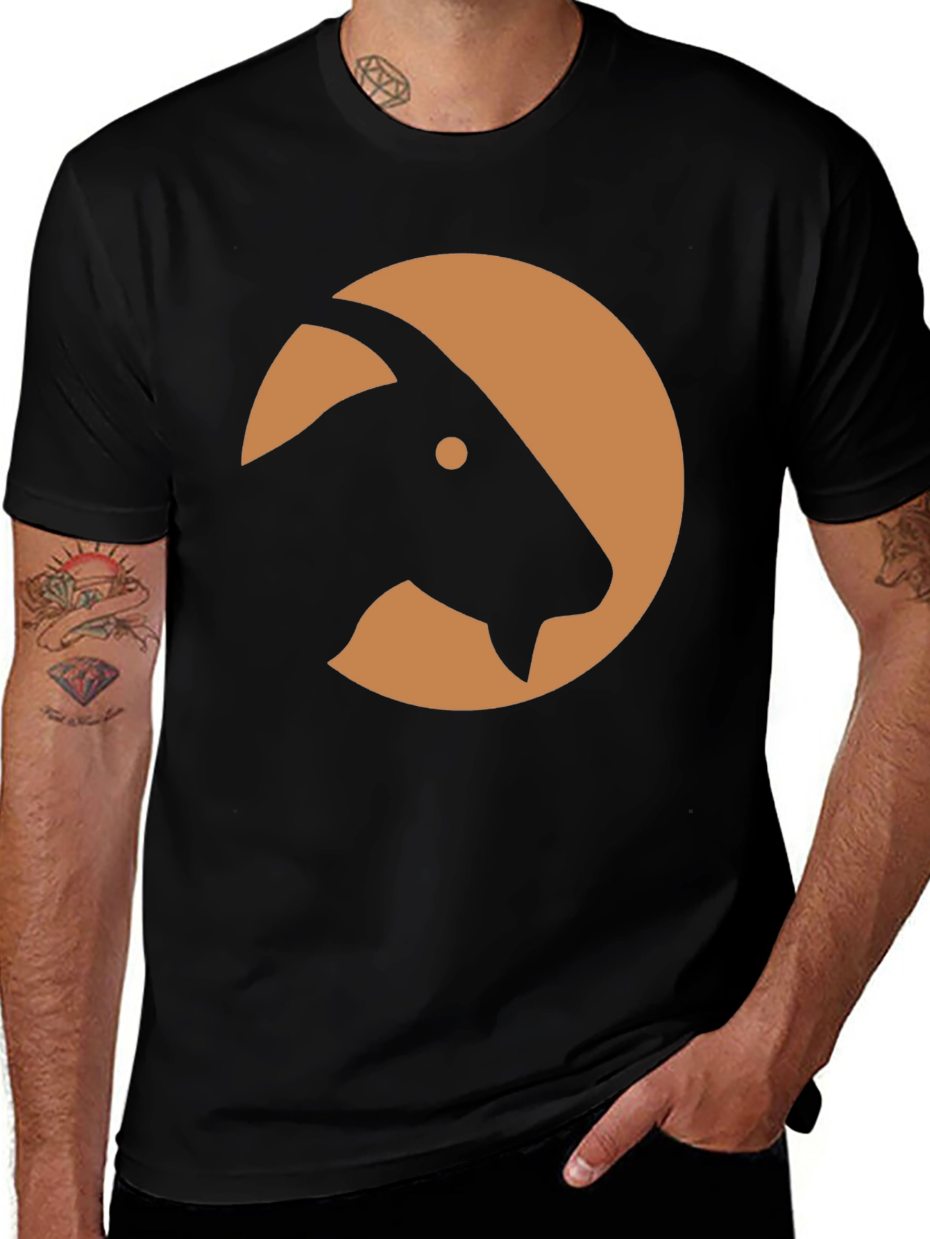 Goat Silhouette Graphic Tee - Black Casual Shirt