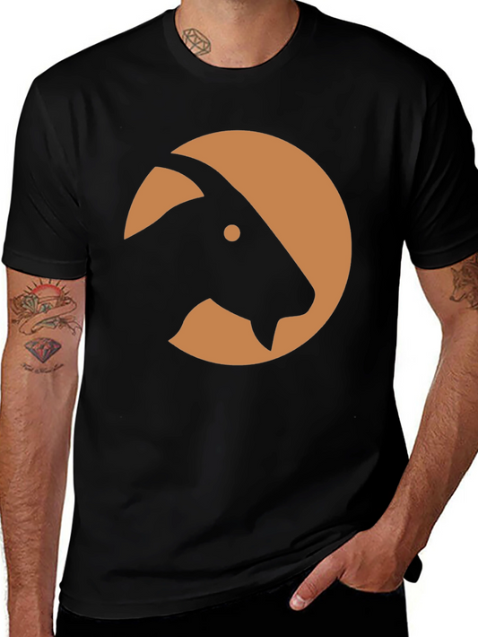 Goat Silhouette Graphic Tee - Black Casual Shirt