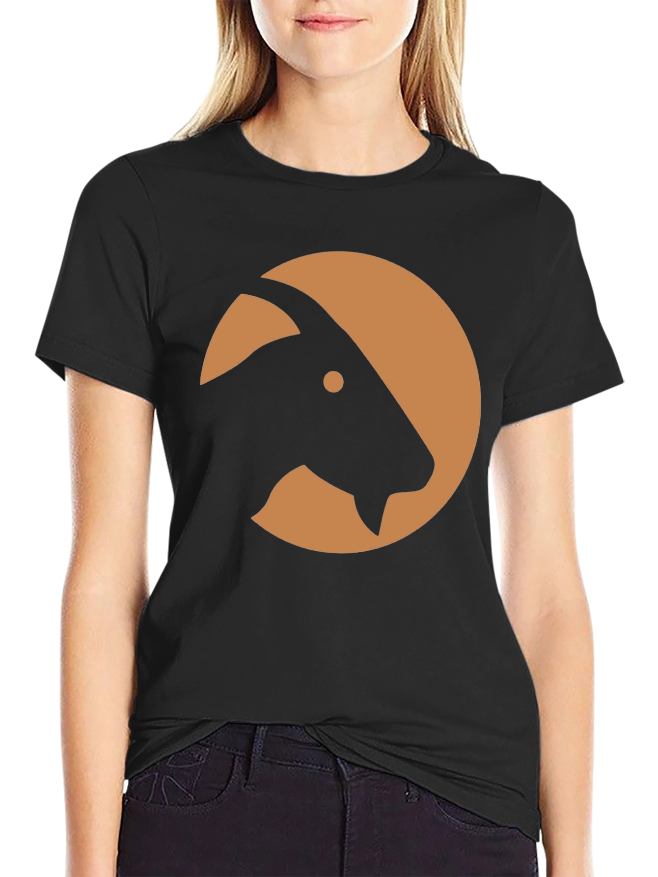 Goat Silhouette Graphic Tee - Black Casual Shirt