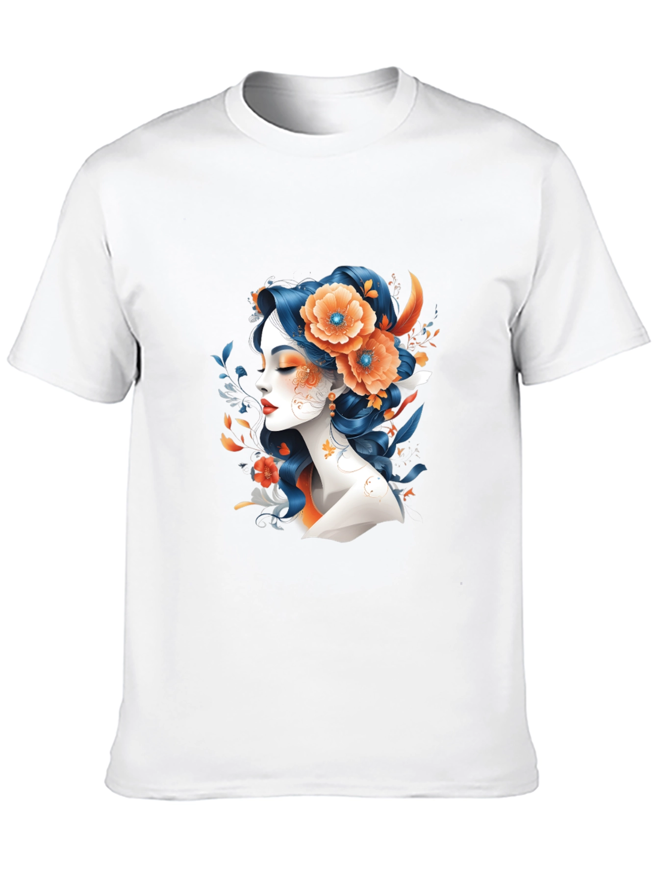 Floral Woman Graphic Tee - Black T-Shirt
