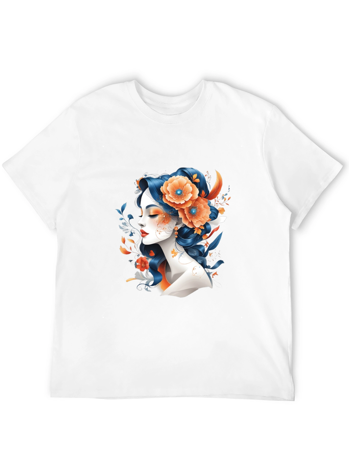 Floral Woman Graphic Tee - Black T-Shirt