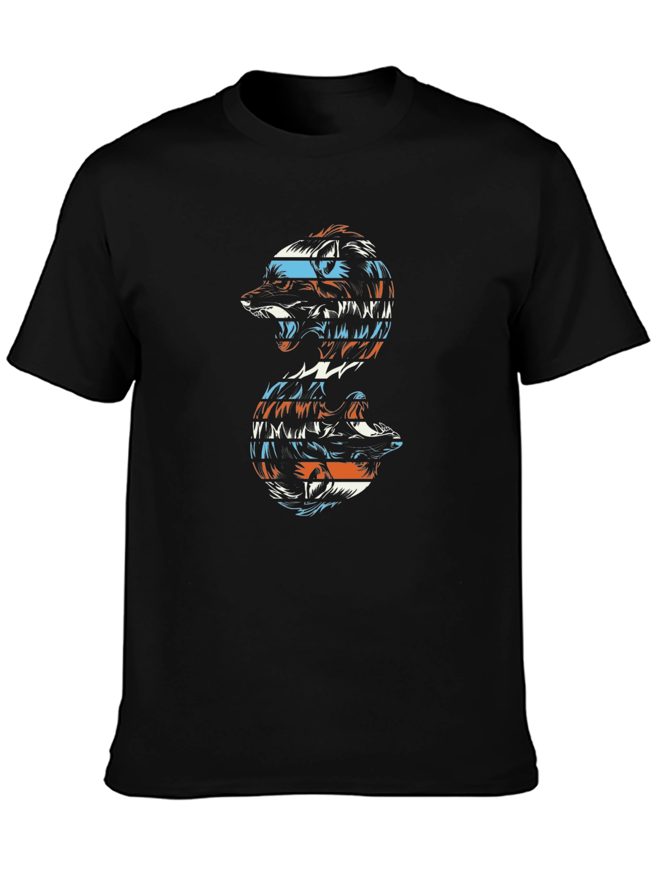 Abstract Wolf Graphic Tee - Black Unisex Shirt