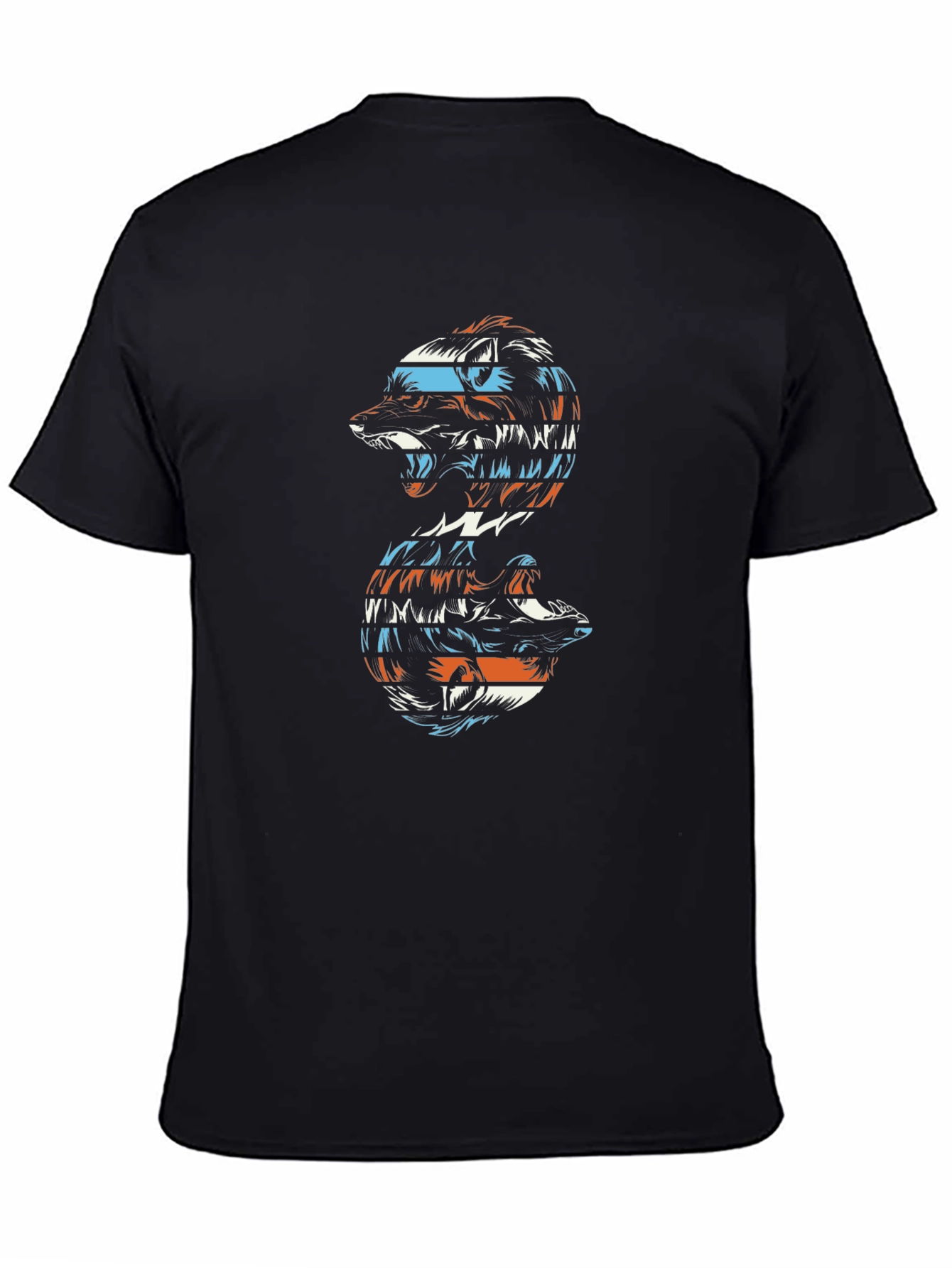 Abstract Wolf Graphic Tee - Black Unisex Shirt