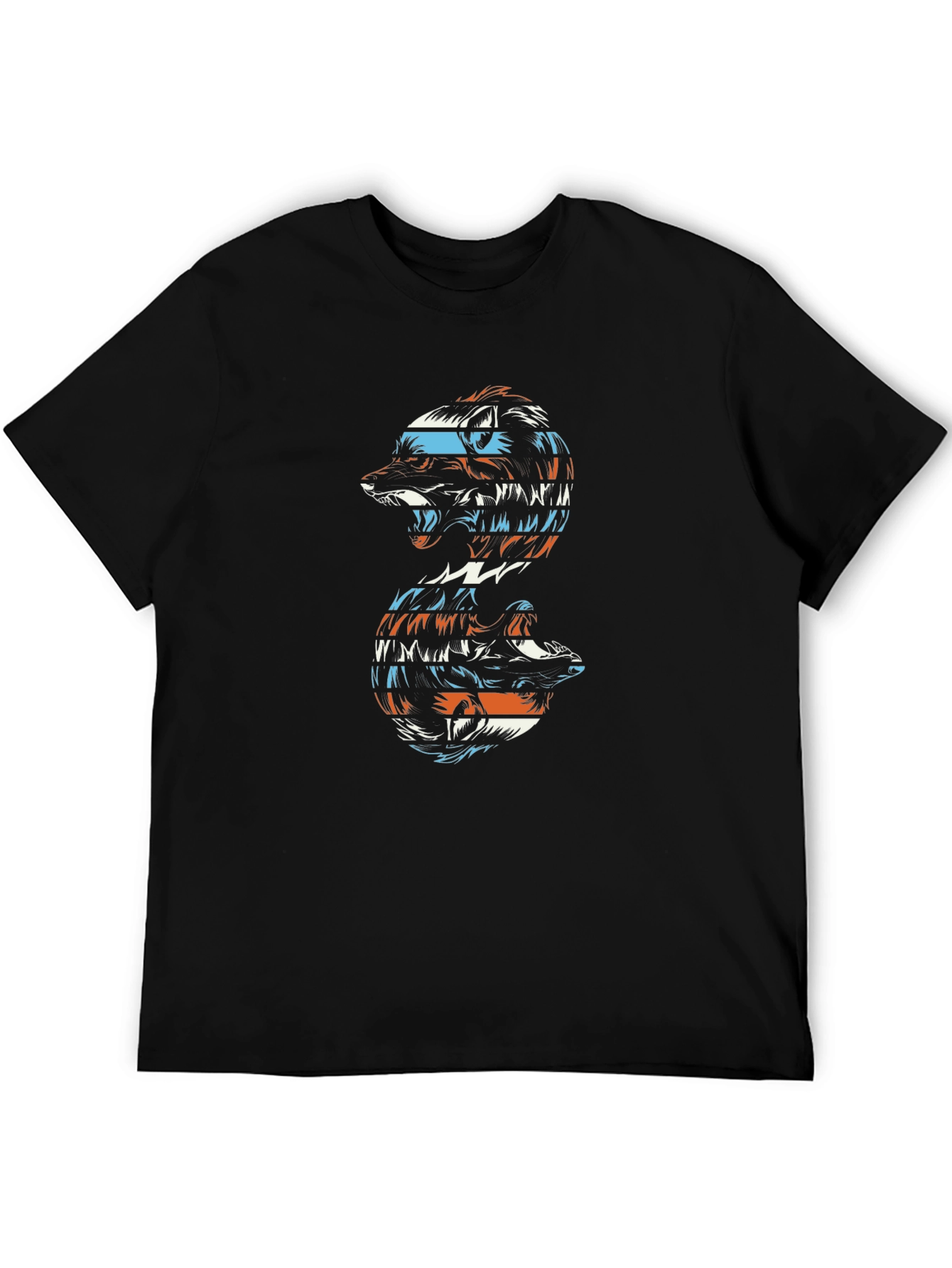 Abstract Wolf Graphic Tee - Black Unisex Shirt
