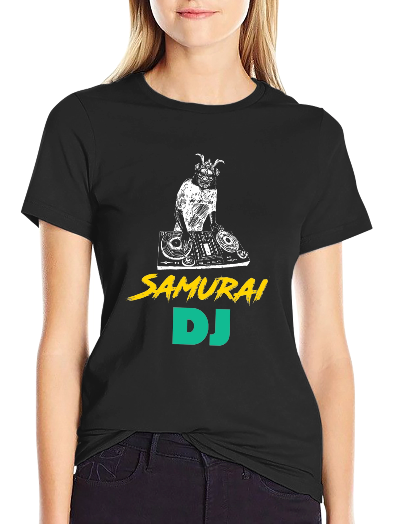 Samurai DJ Black T-Shirt - Unique Graphic Tee