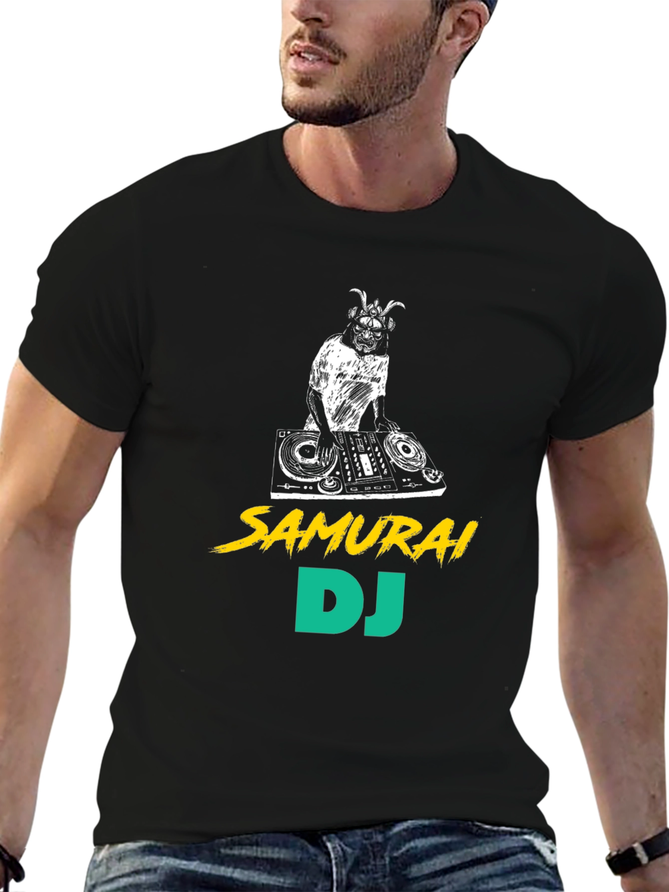 Samurai DJ Black T-Shirt - Unique Graphic Tee