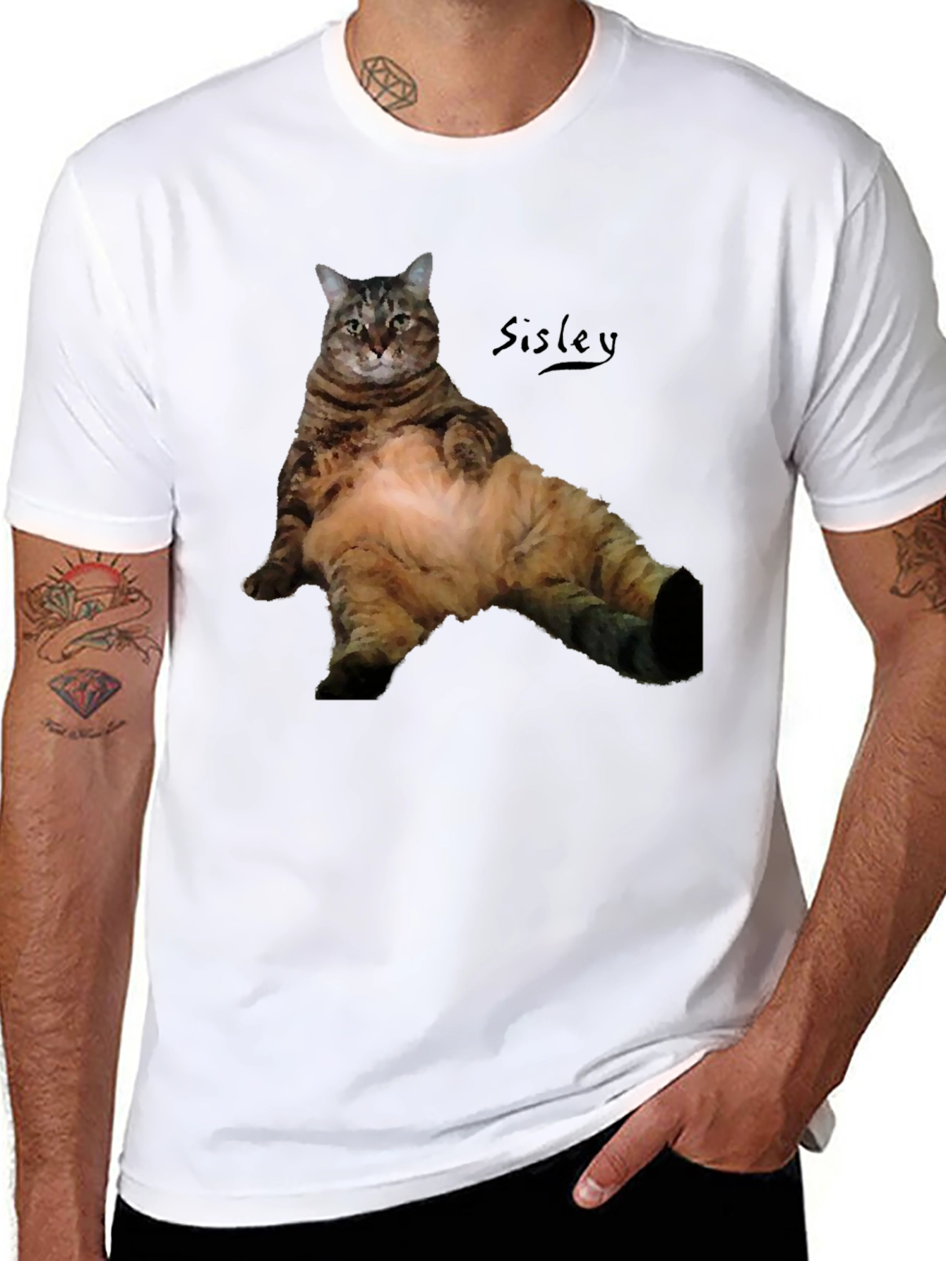 Relaxed Cat Graphic T-Shirt - Mens Black Tee