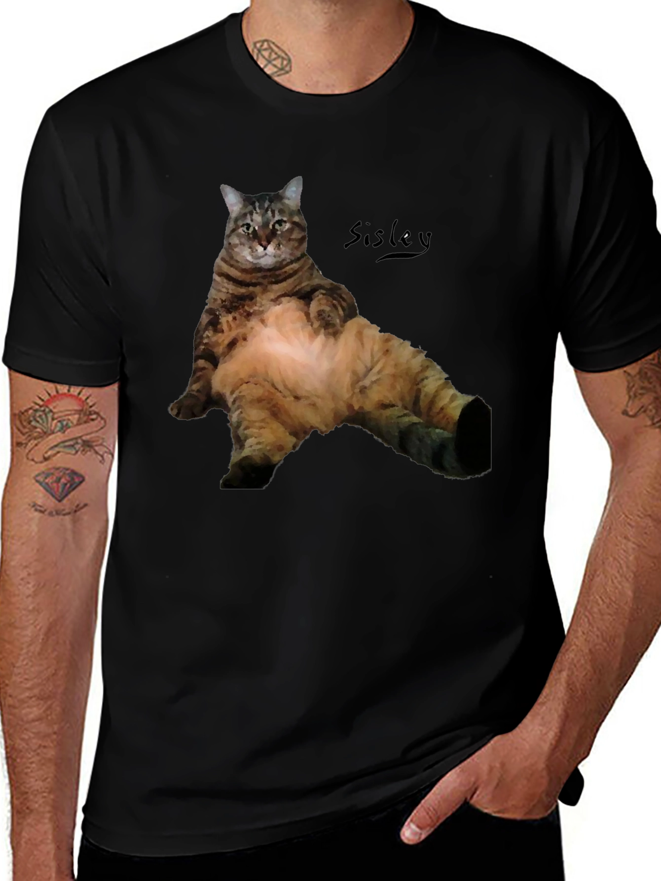 Relaxed Cat Graphic T-Shirt - Mens Black Tee