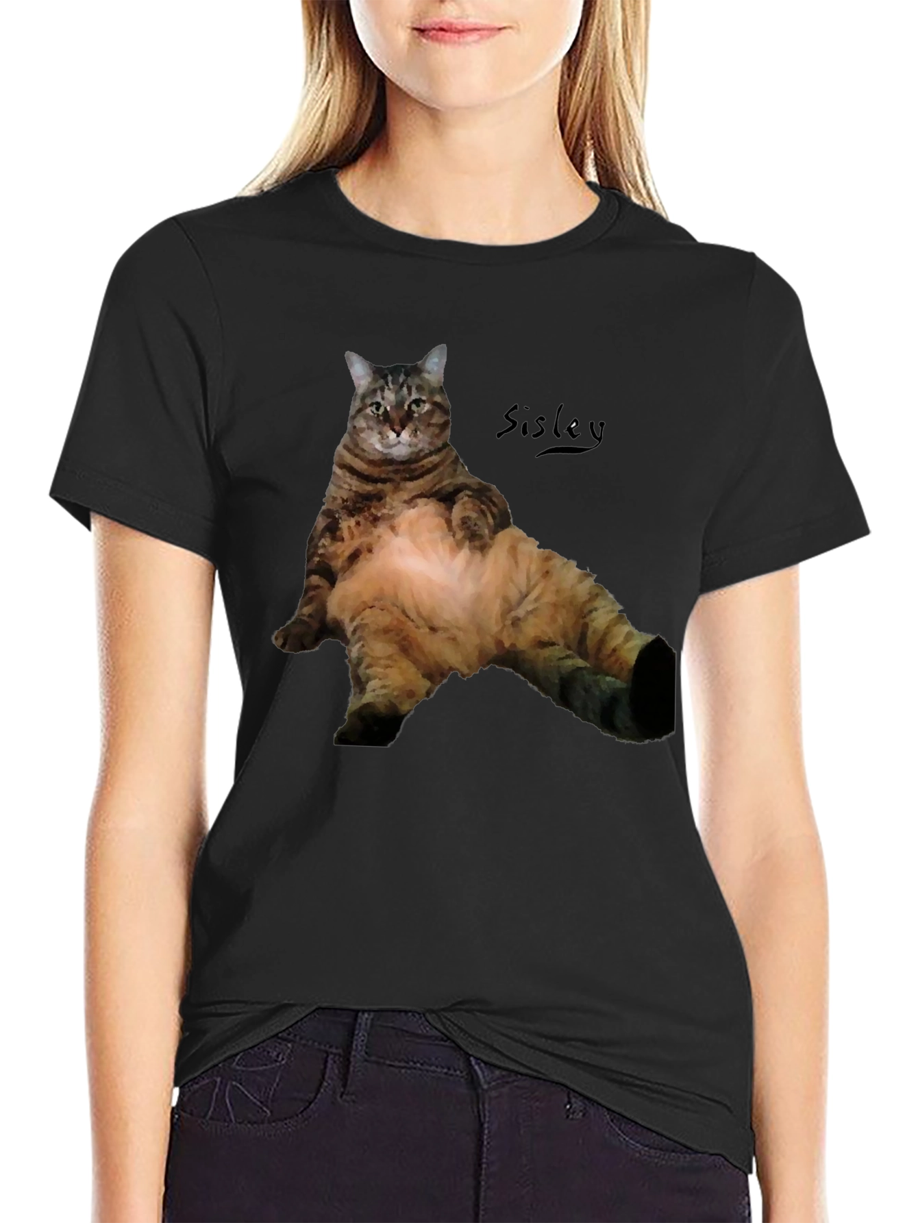 Relaxed Cat Graphic T-Shirt - Mens Black Tee