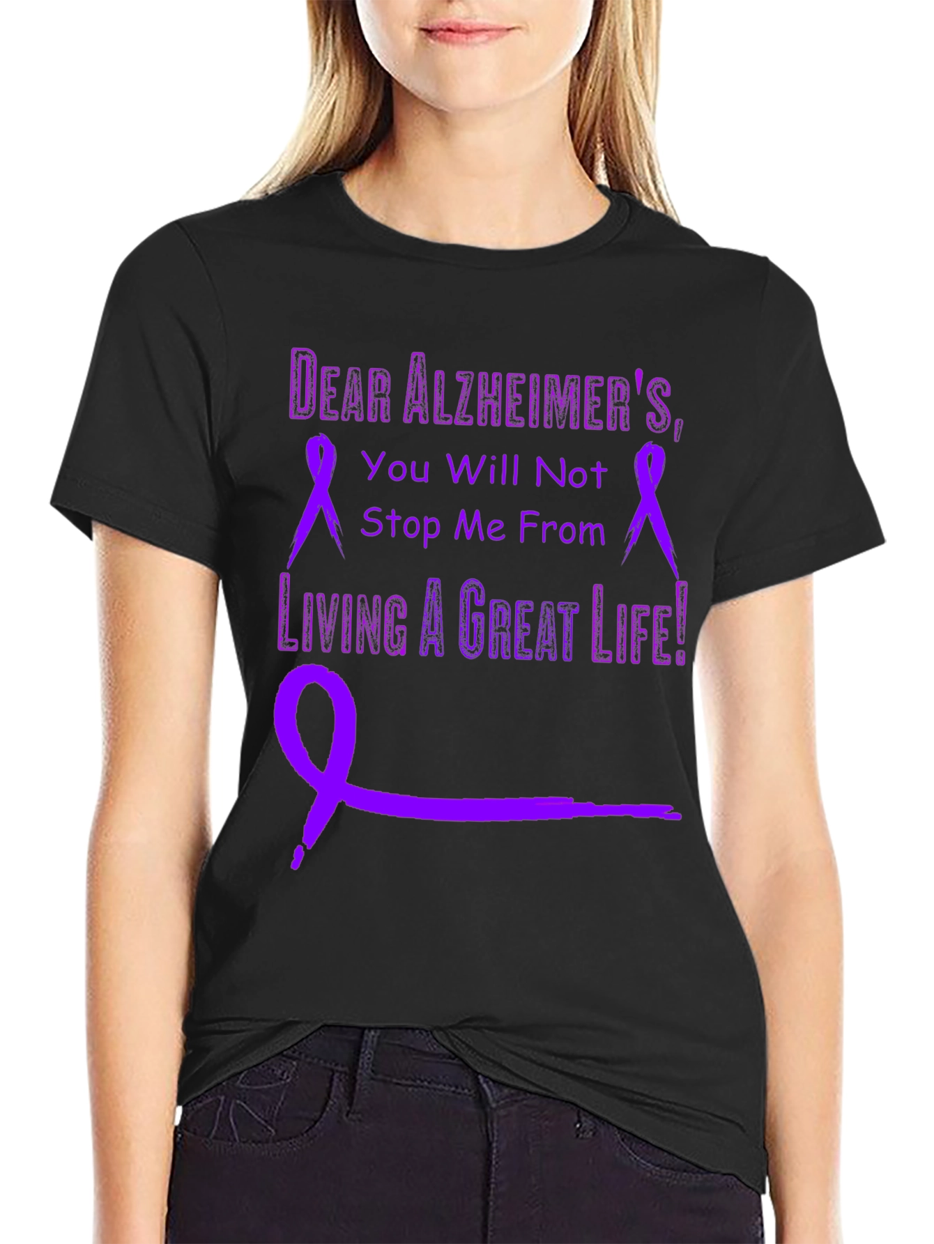Alzheimers Awareness T-Shirt - Living a Great Life