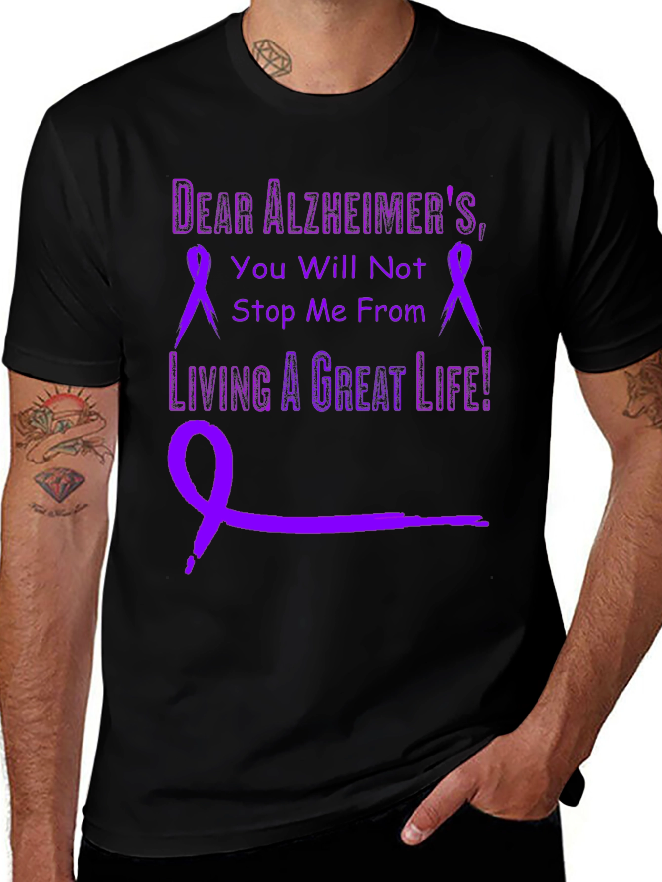 Alzheimers Awareness T-Shirt - Living a Great Life