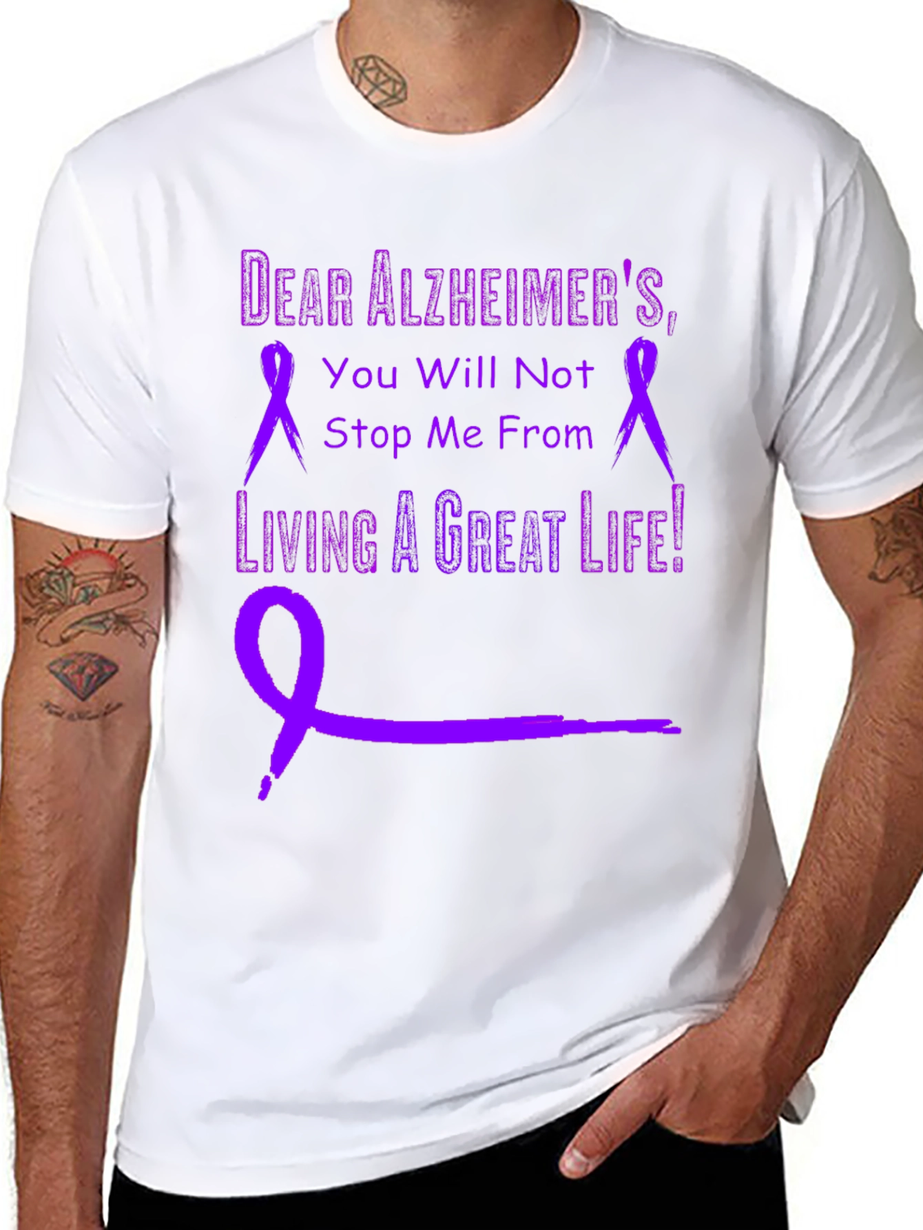 Alzheimers Awareness T-Shirt - Living a Great Life