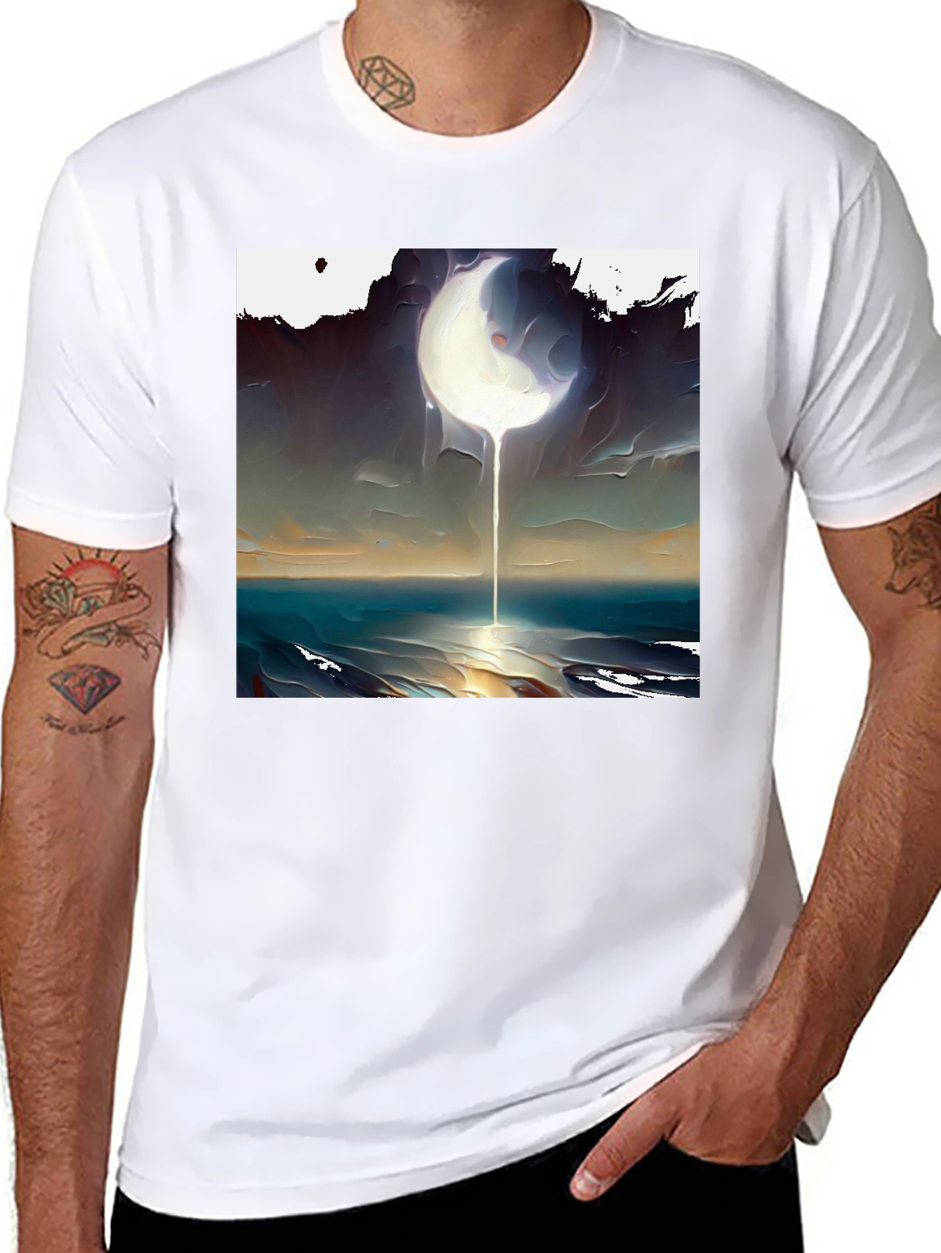 Abstract Moonscape Graphic Tee - Unique Artistic Design