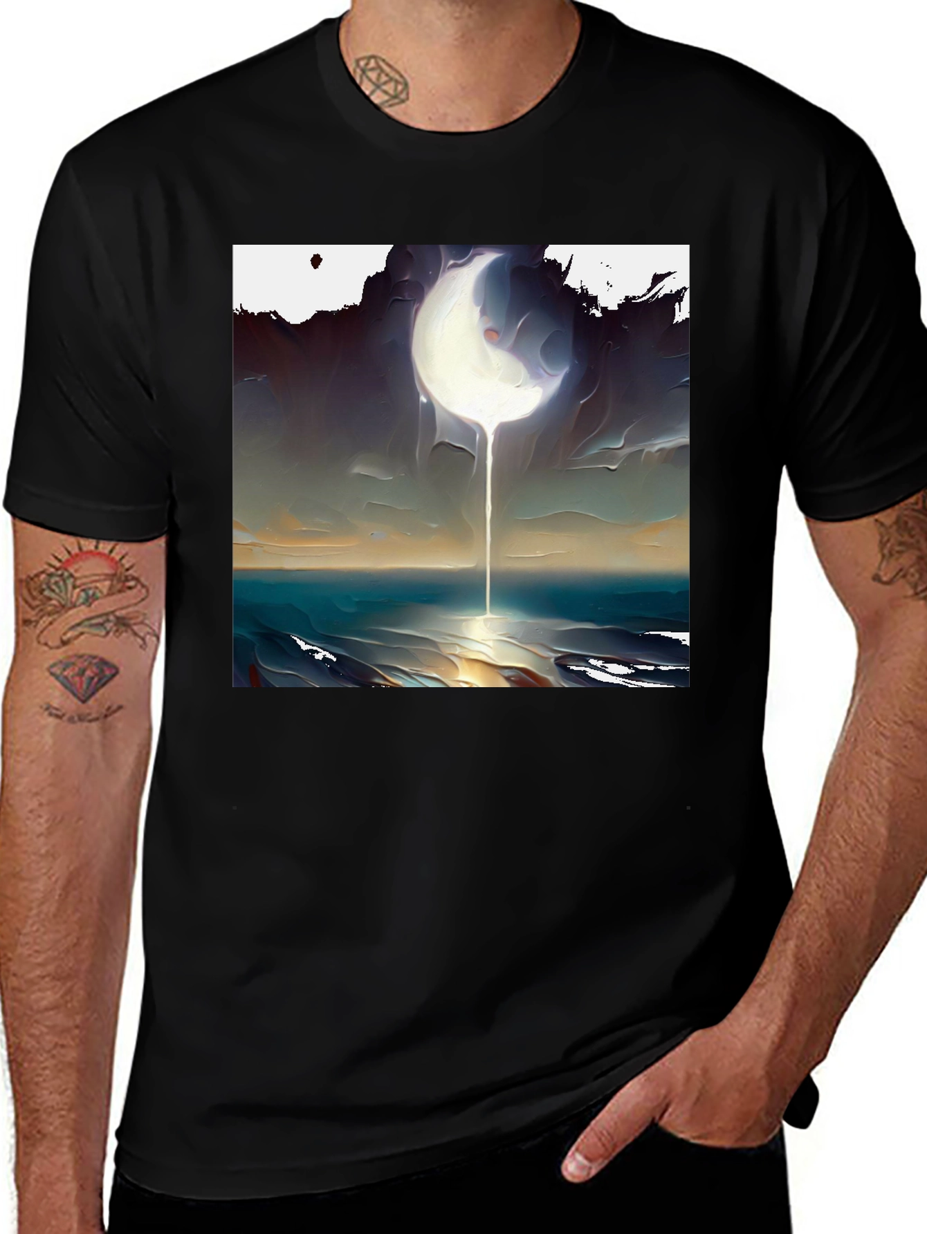 Abstract Moonscape Graphic Tee - Unique Artistic Design