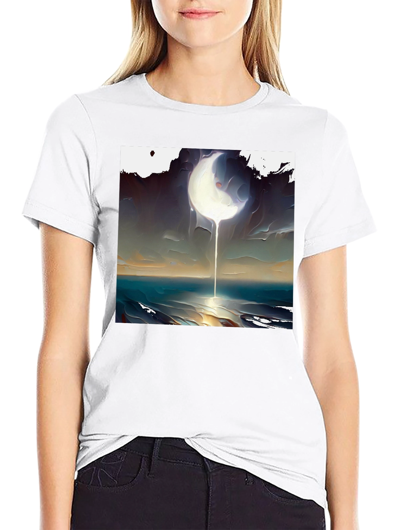 Abstract Moonscape Graphic Tee - Unique Artistic Design