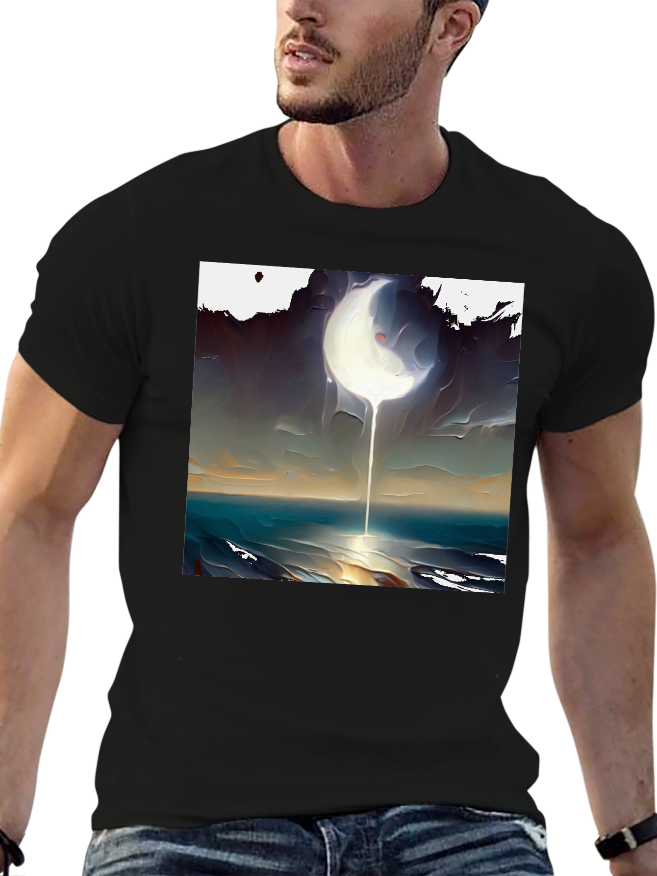 Abstract Moonscape Graphic Tee - Unique Artistic Design