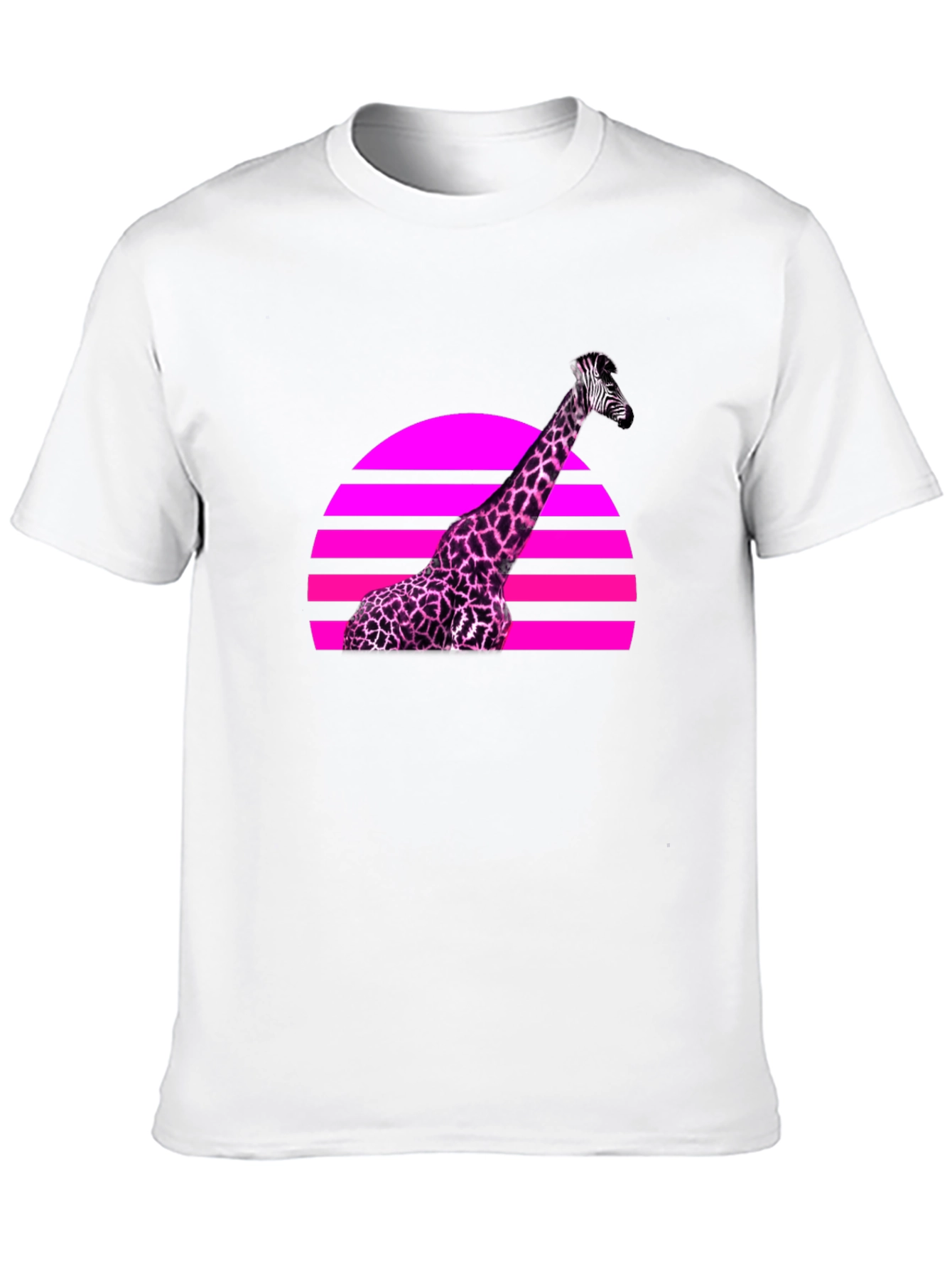 Retro Giraffe Sunset Graphic Tee - Black