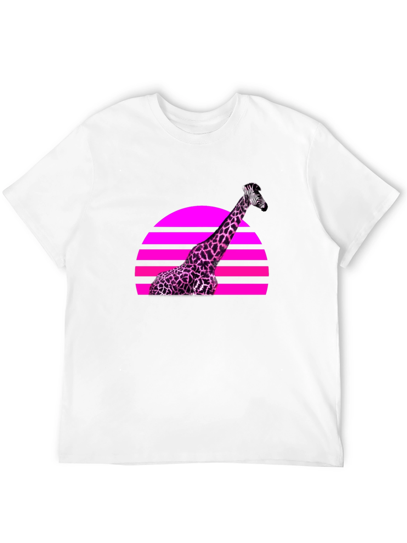 Retro Giraffe Sunset Graphic Tee - Black