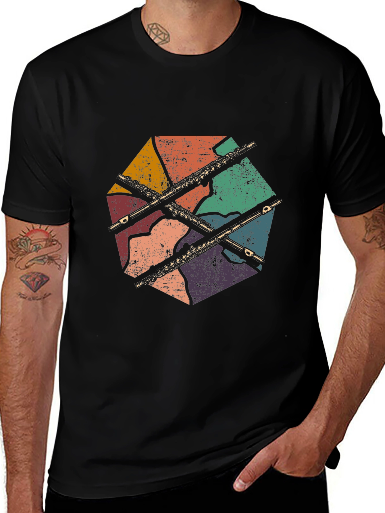 Retro Flute Graphic T-Shirt - Music Lover Tee
