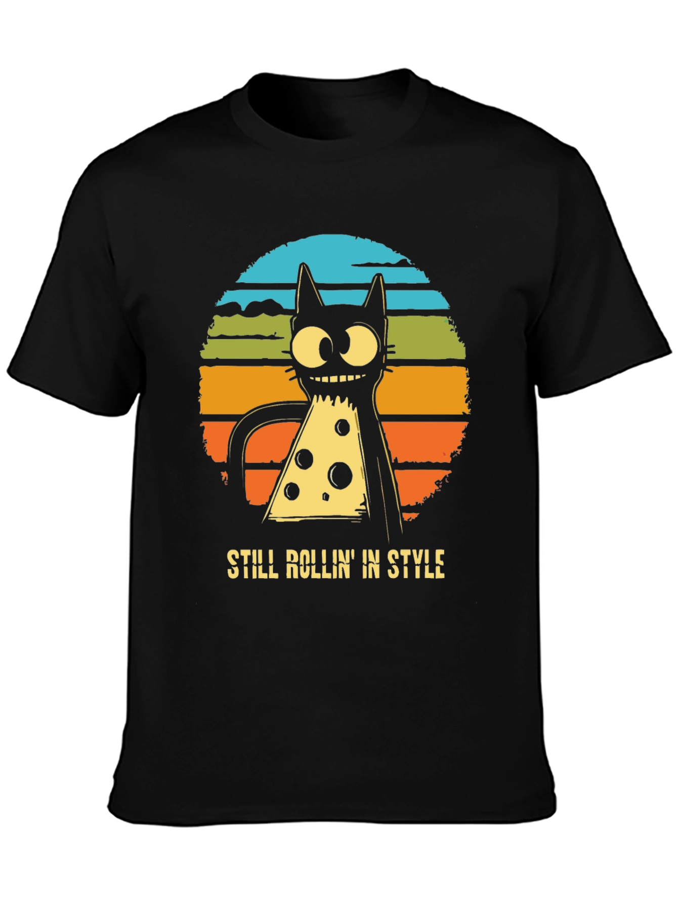 Retro Pizza Cat T-Shirt - Still Rollin in Style