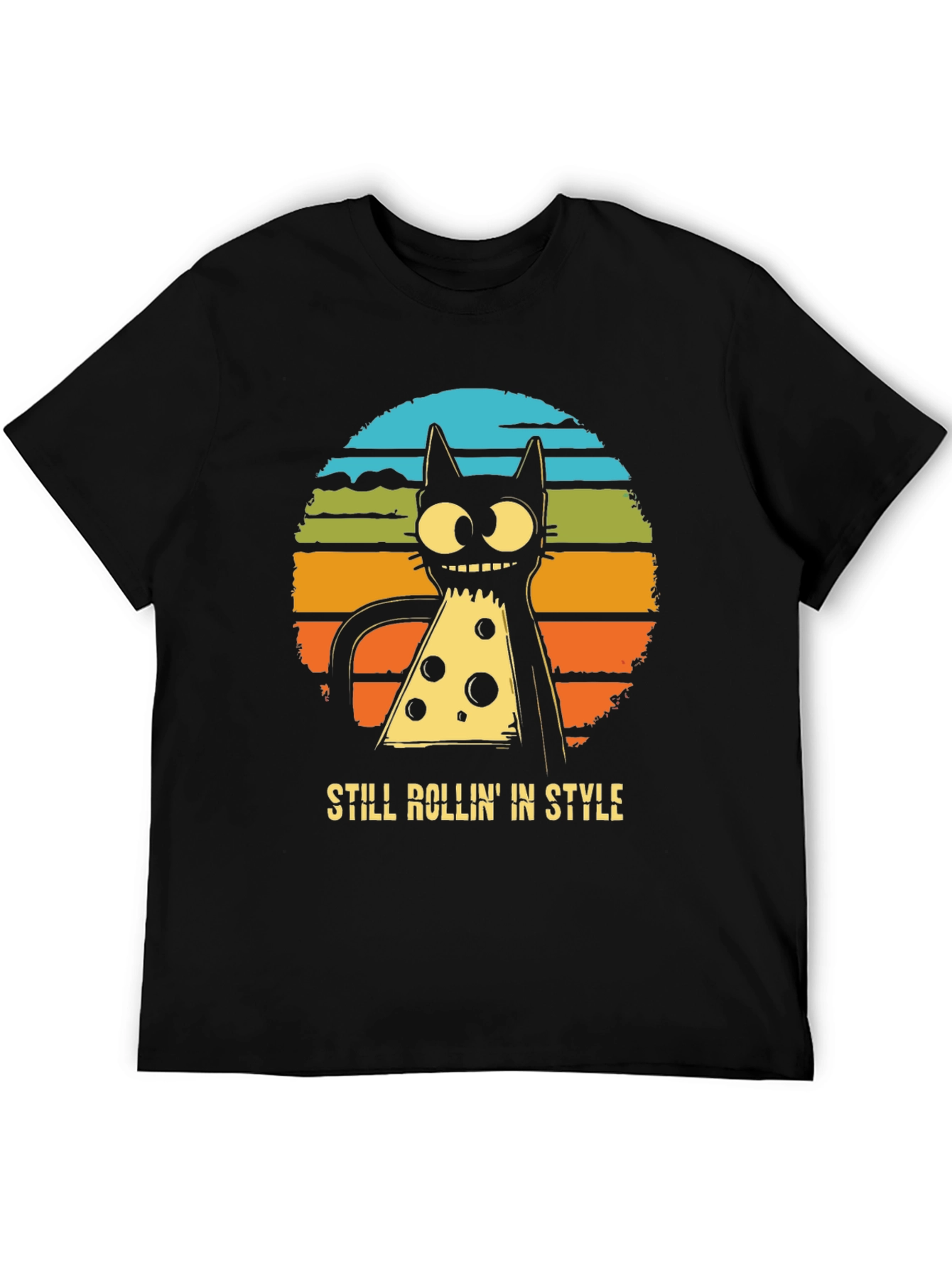 Retro Pizza Cat T-Shirt - Still Rollin in Style