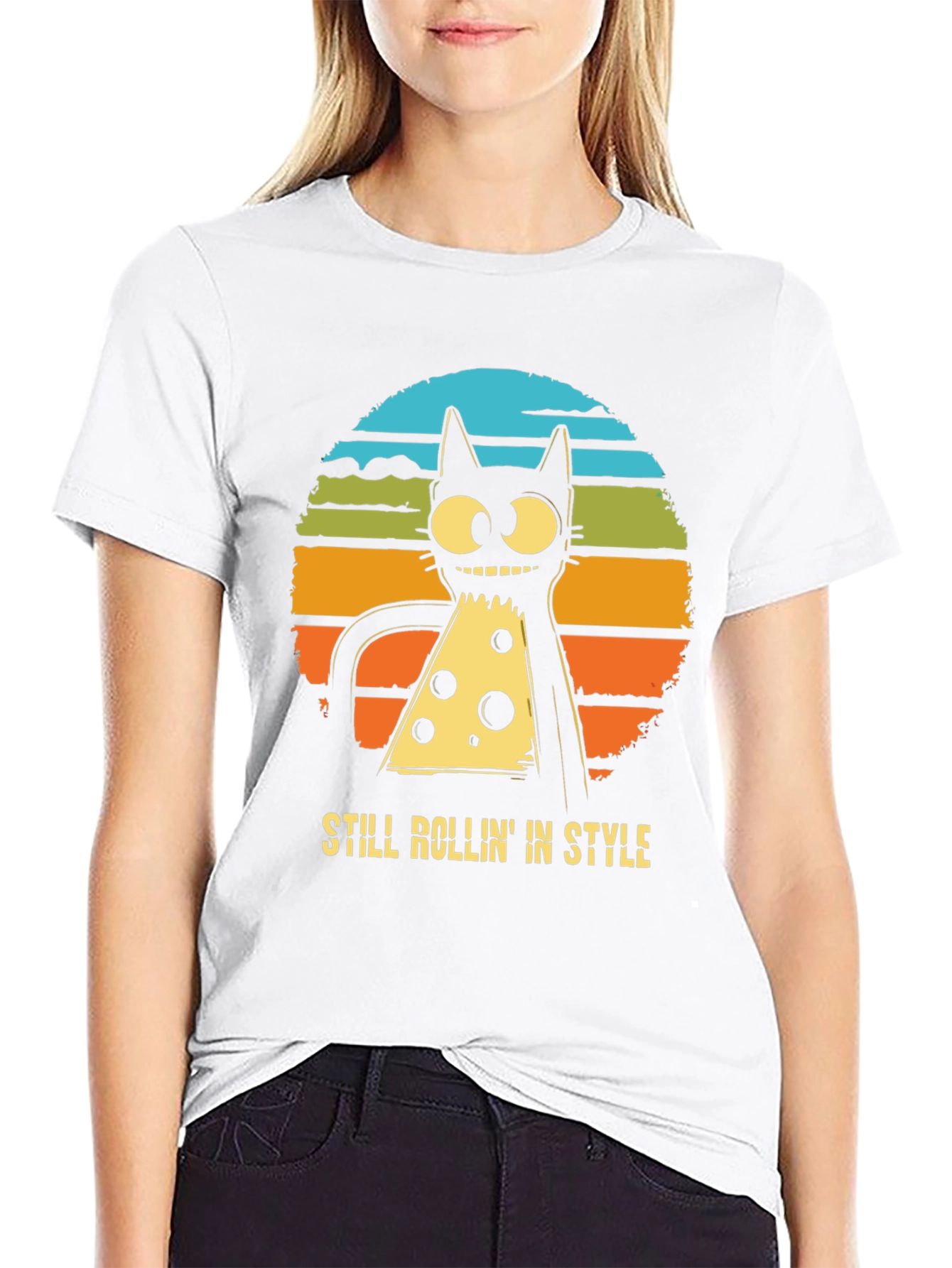 Retro Pizza Cat T-Shirt - Still Rollin in Style