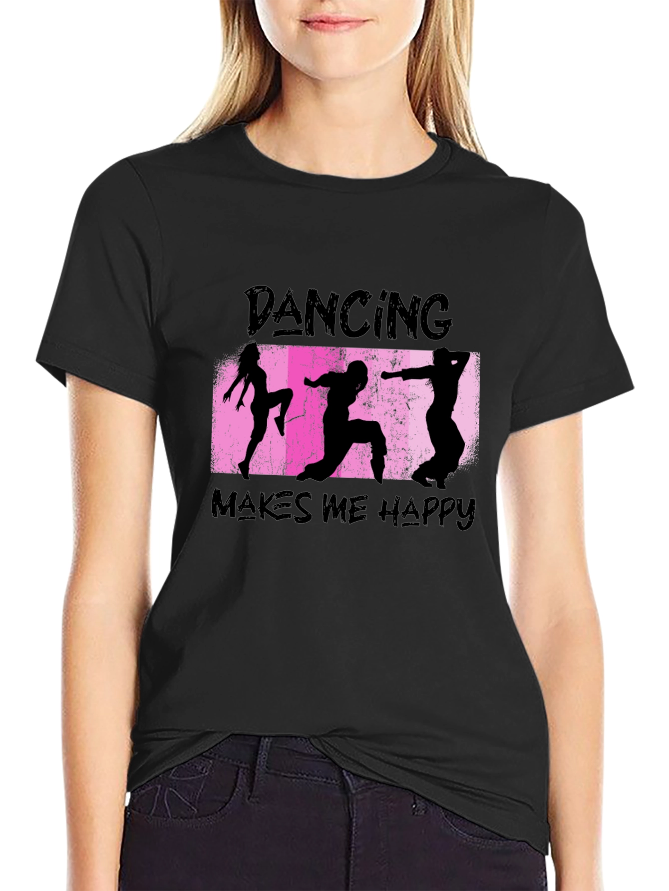 Dancing Makes Me Happy Black T-Shirt