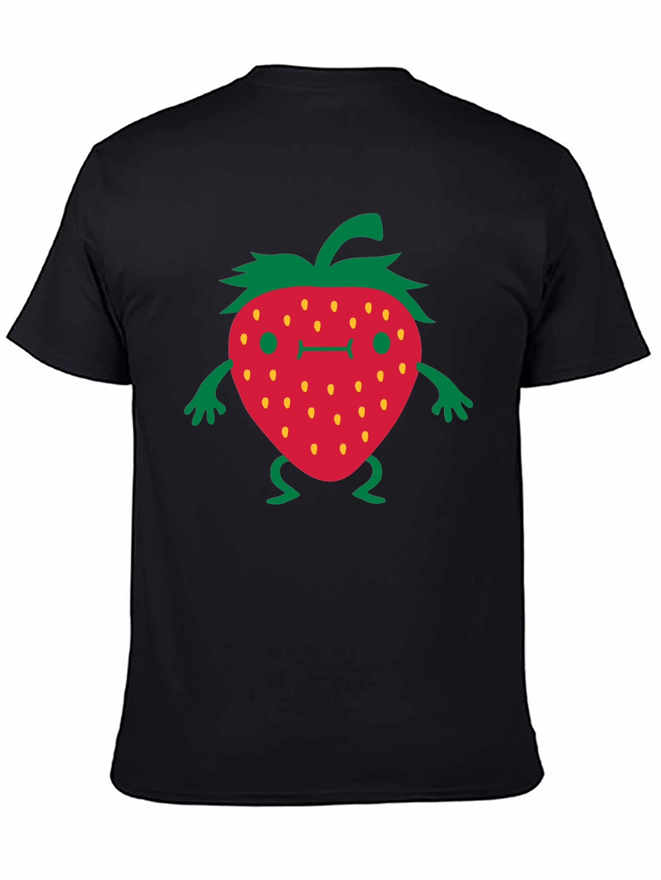 Funny Strawberry Cartoon Black T-Shirt