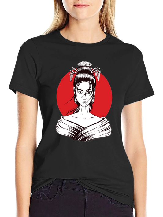 Geisha Graphic Tee - Modern Artistic Style