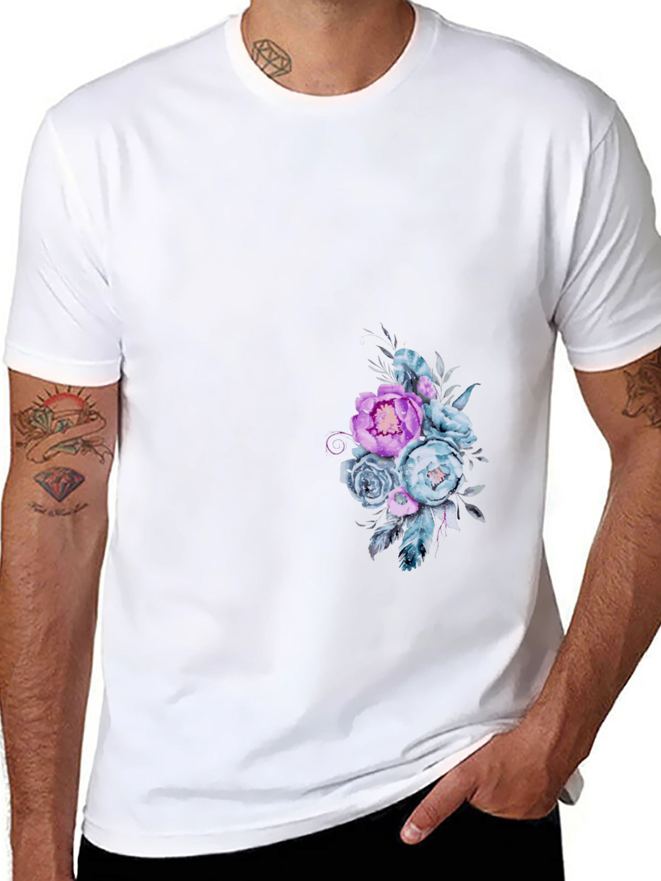 Floral Graphic Black Tee