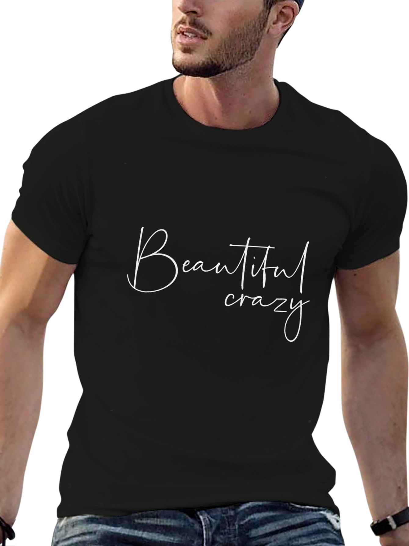 Beautiful Crazy Graphic T-Shirt - Black
