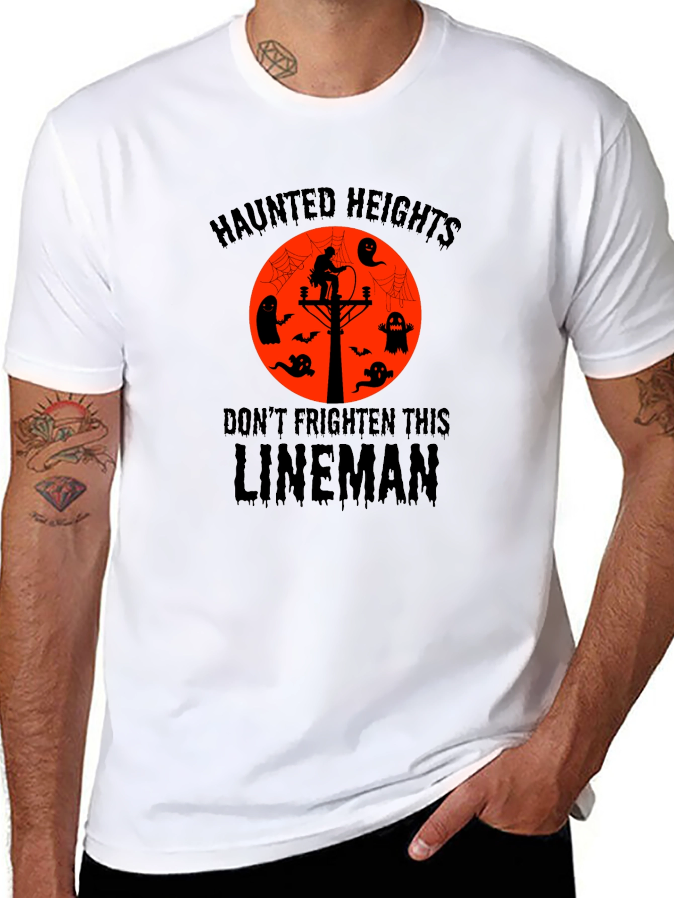 Haunted Heights Lineman Halloween T-Shirt