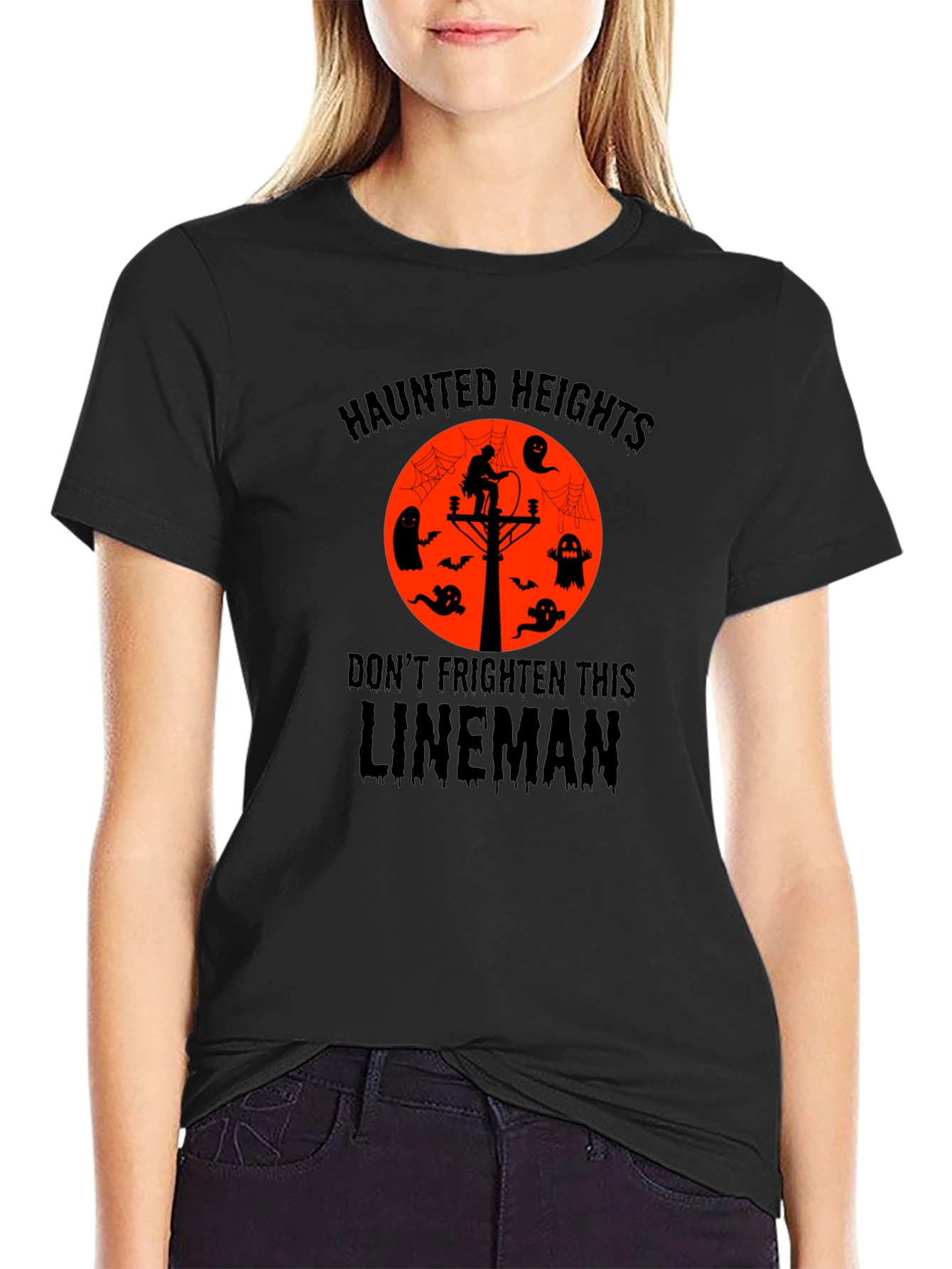 Haunted Heights Lineman Halloween T-Shirt