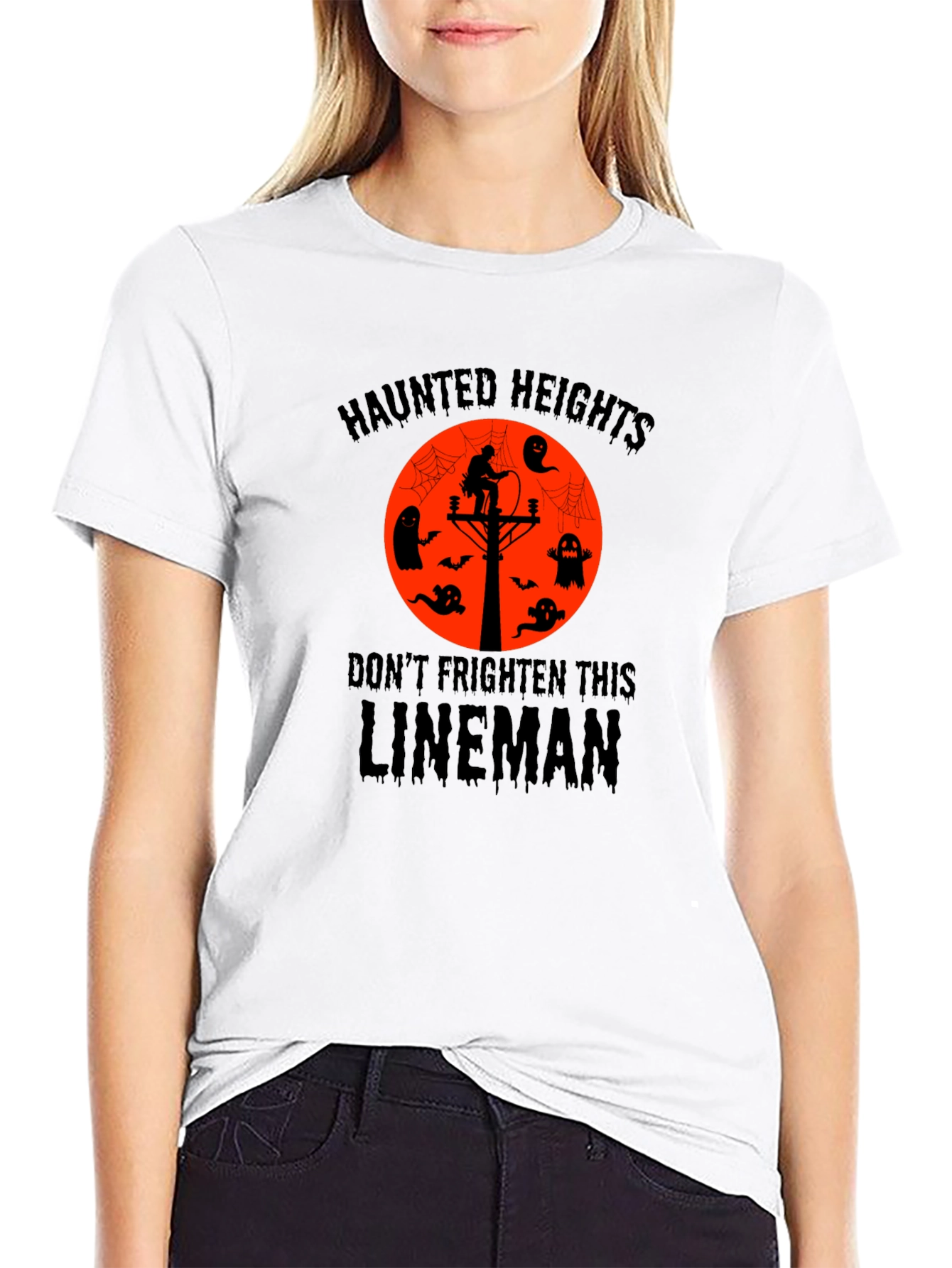 Haunted Heights Lineman Halloween T-Shirt