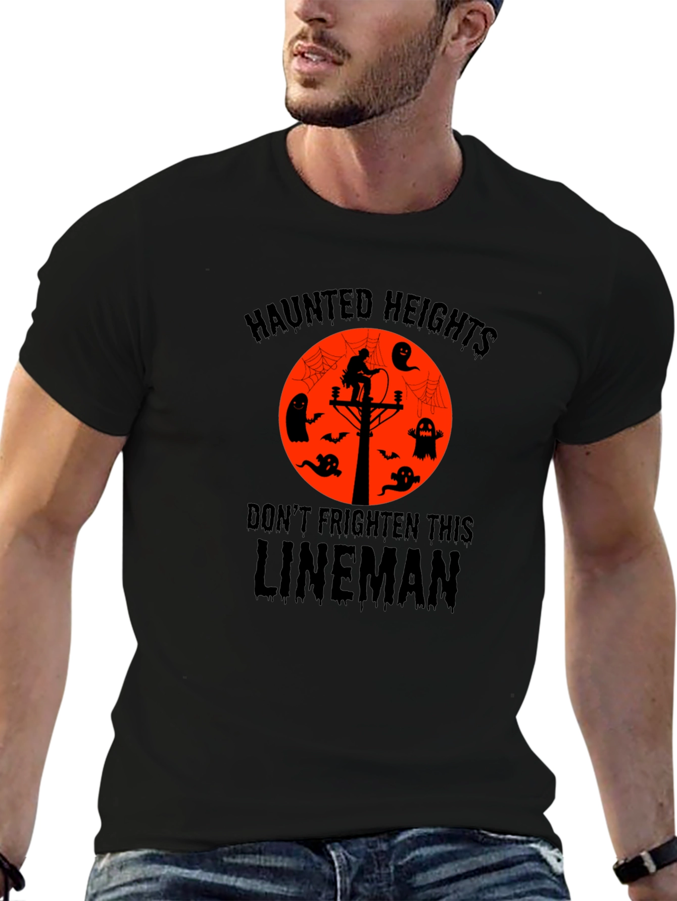 Haunted Heights Lineman Halloween T-Shirt