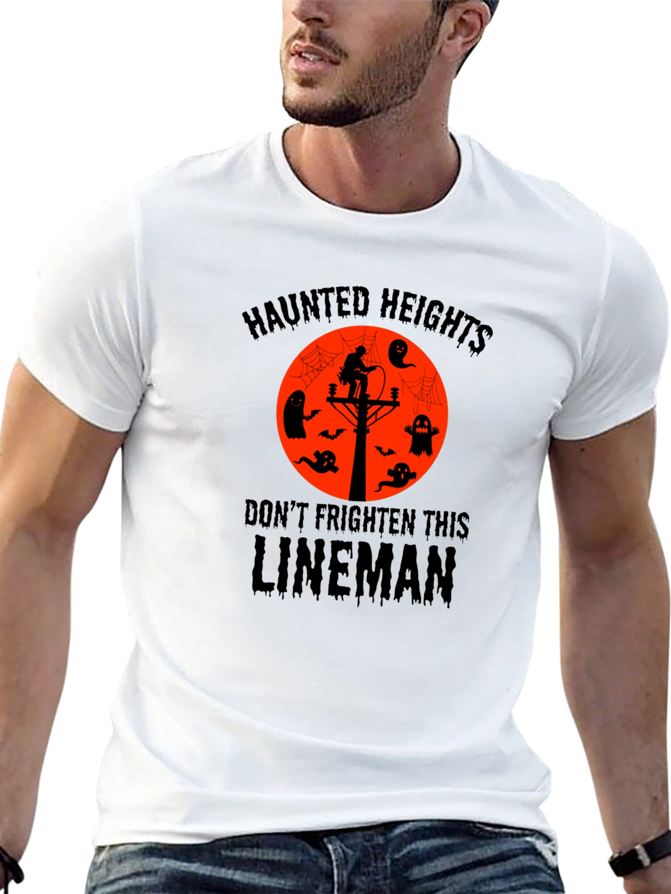 Haunted Heights Lineman Halloween T-Shirt