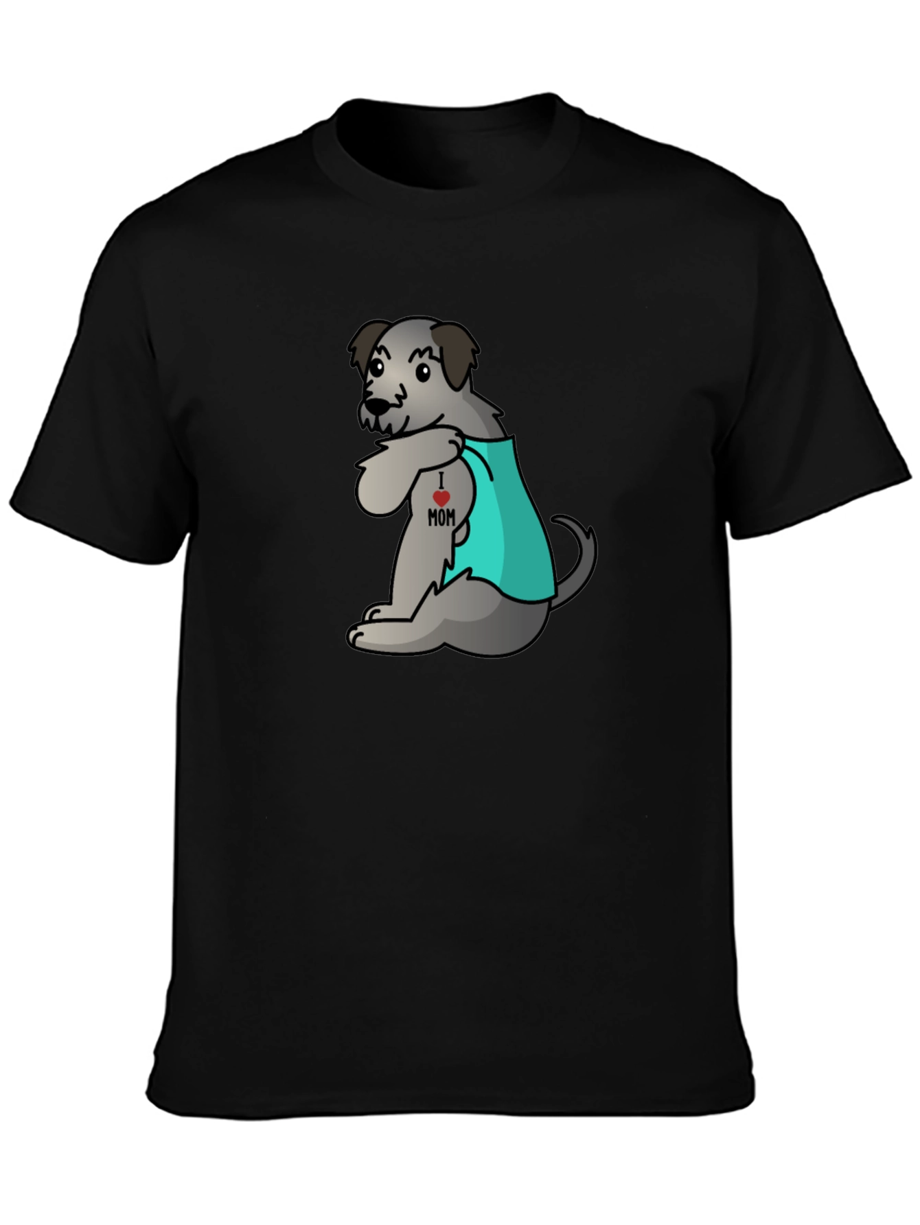 Dog I Love Mom Tattoo Black T-Shirt