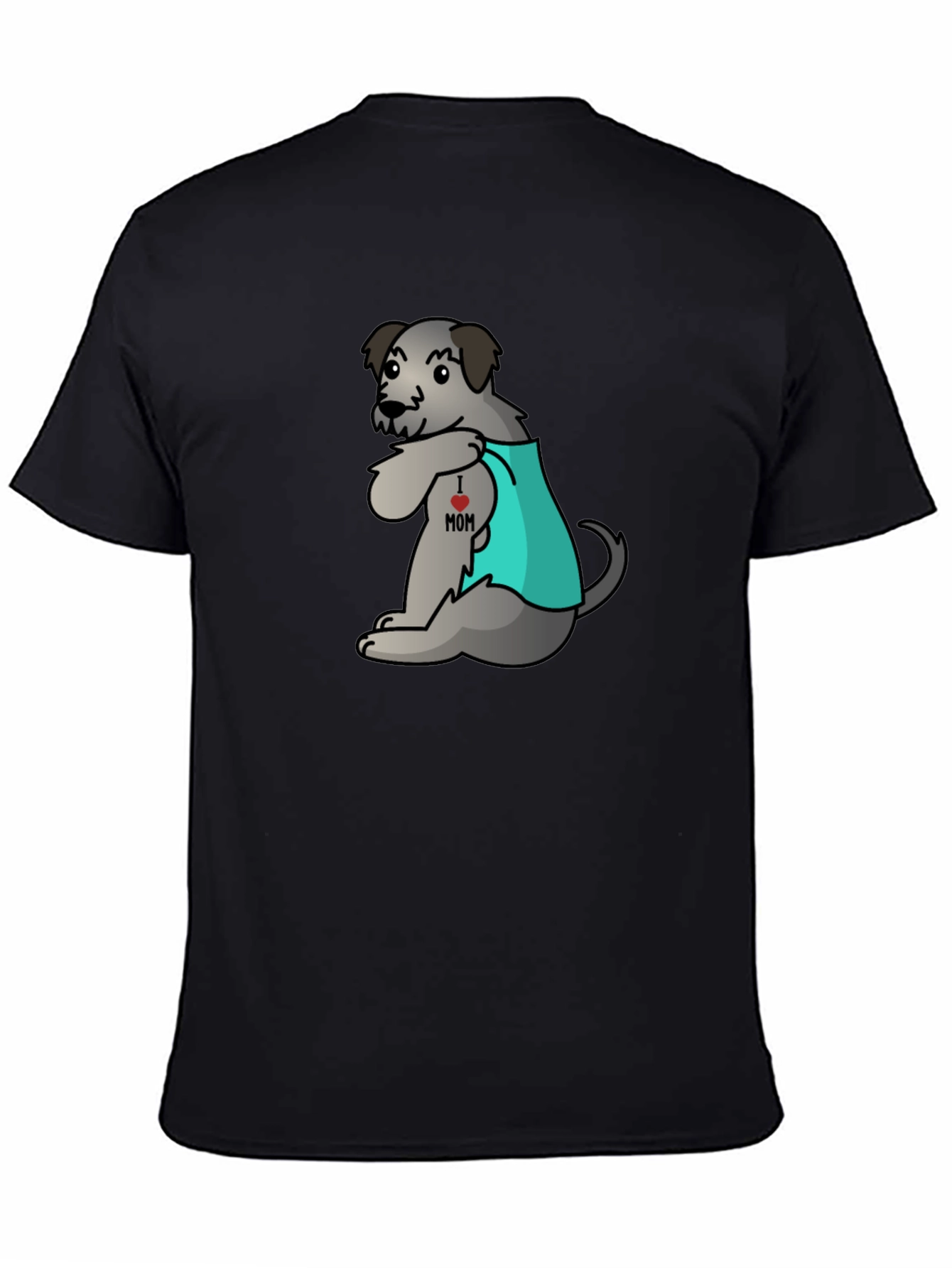 Dog I Love Mom Tattoo Black T-Shirt