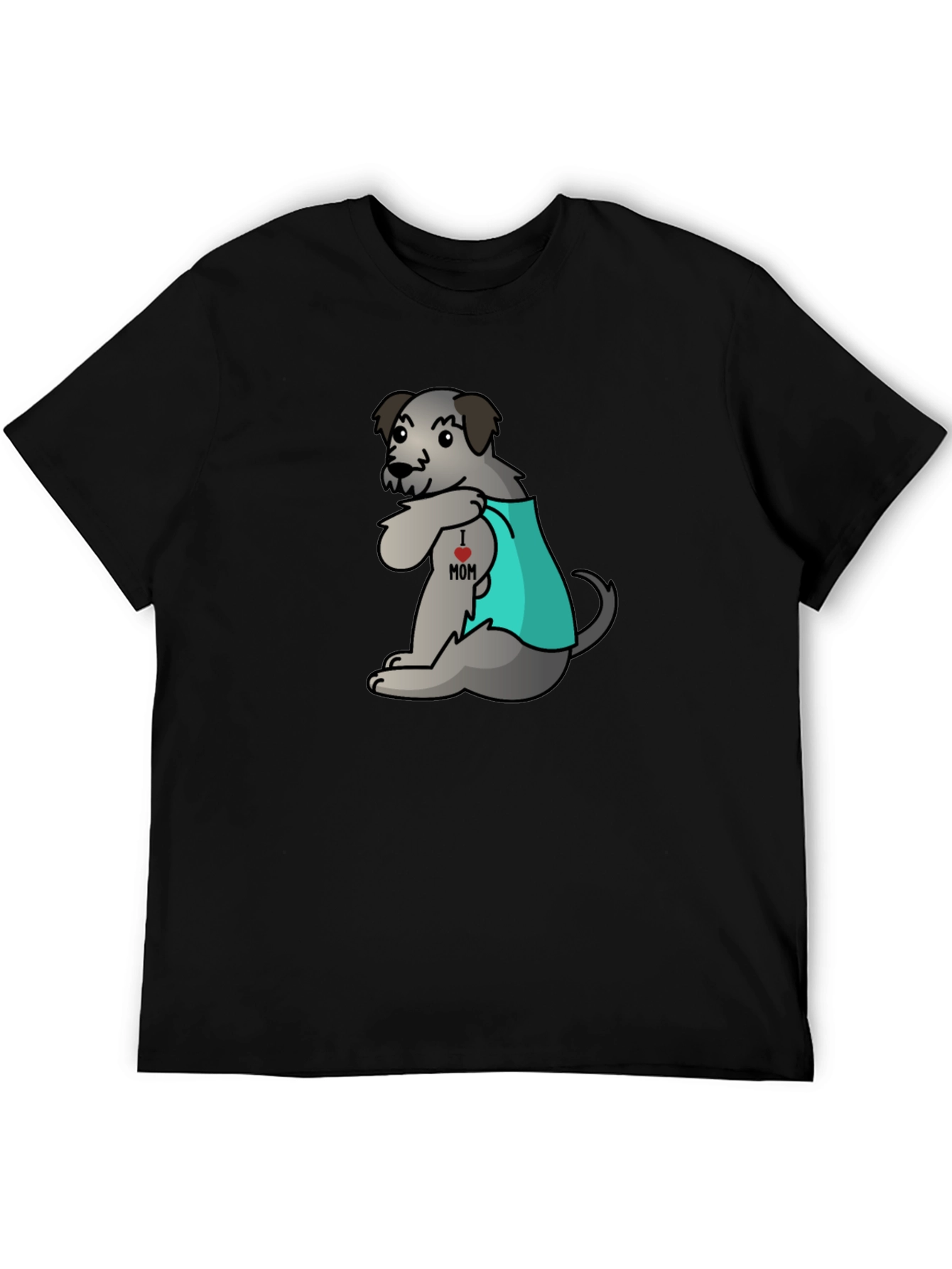 Dog I Love Mom Tattoo Black T-Shirt