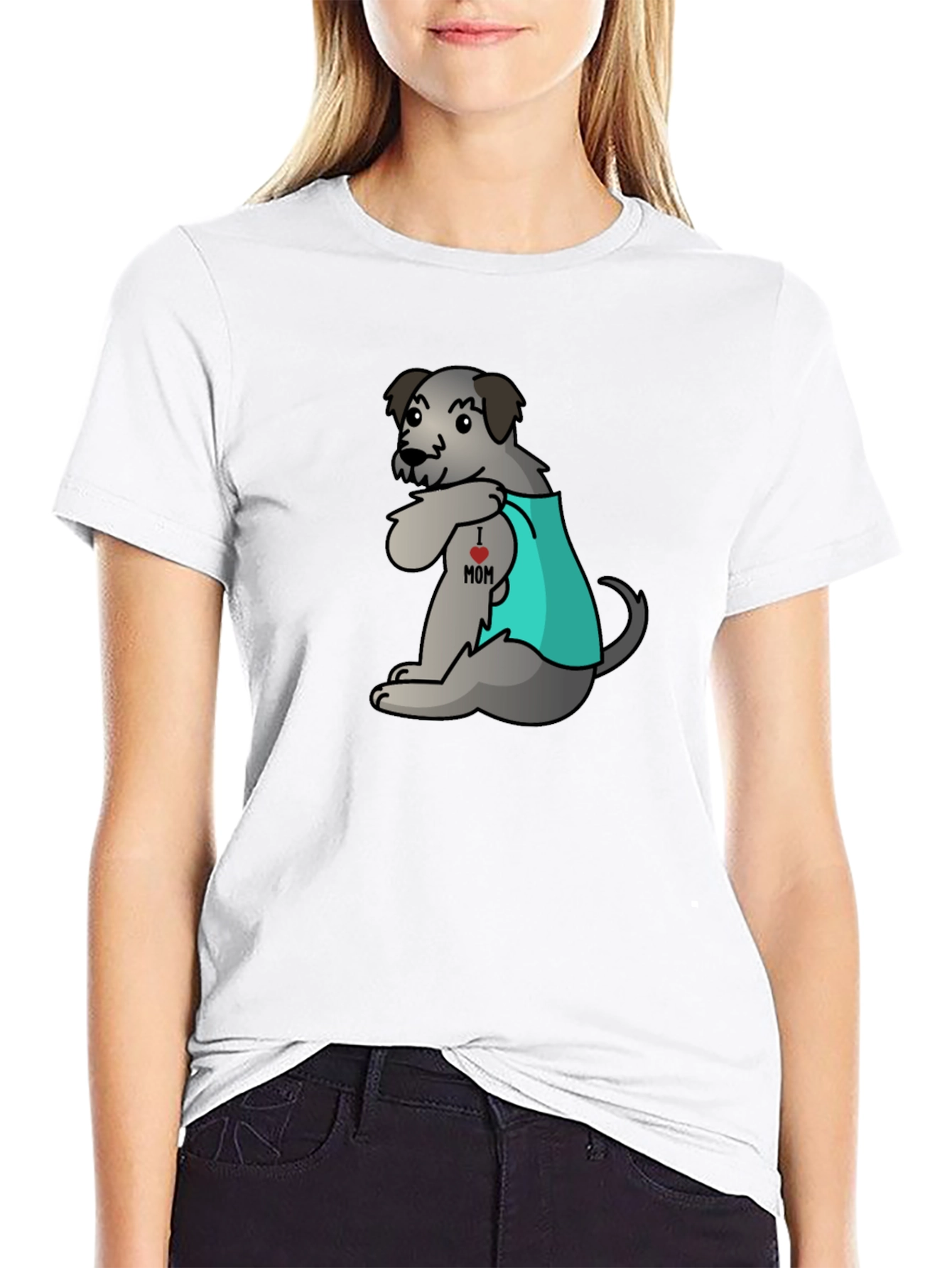 Dog I Love Mom Tattoo Black T-Shirt