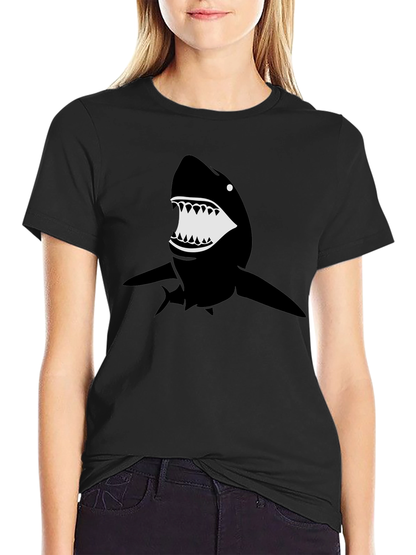 Mens Black Shark Graphic T-Shirt