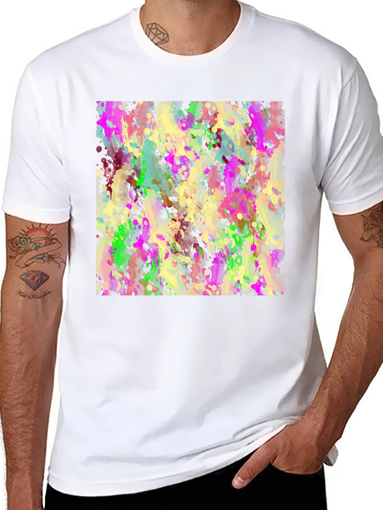 Abstract Splash Art T-Shirt - Modern Crew Neck Tee