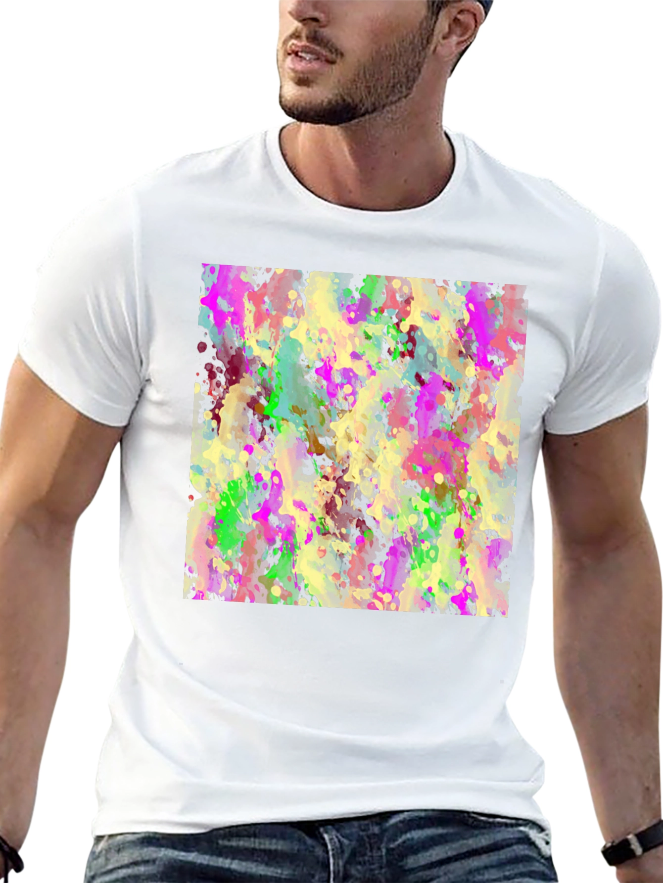 Abstract Splash Art T-Shirt - Modern Crew Neck Tee